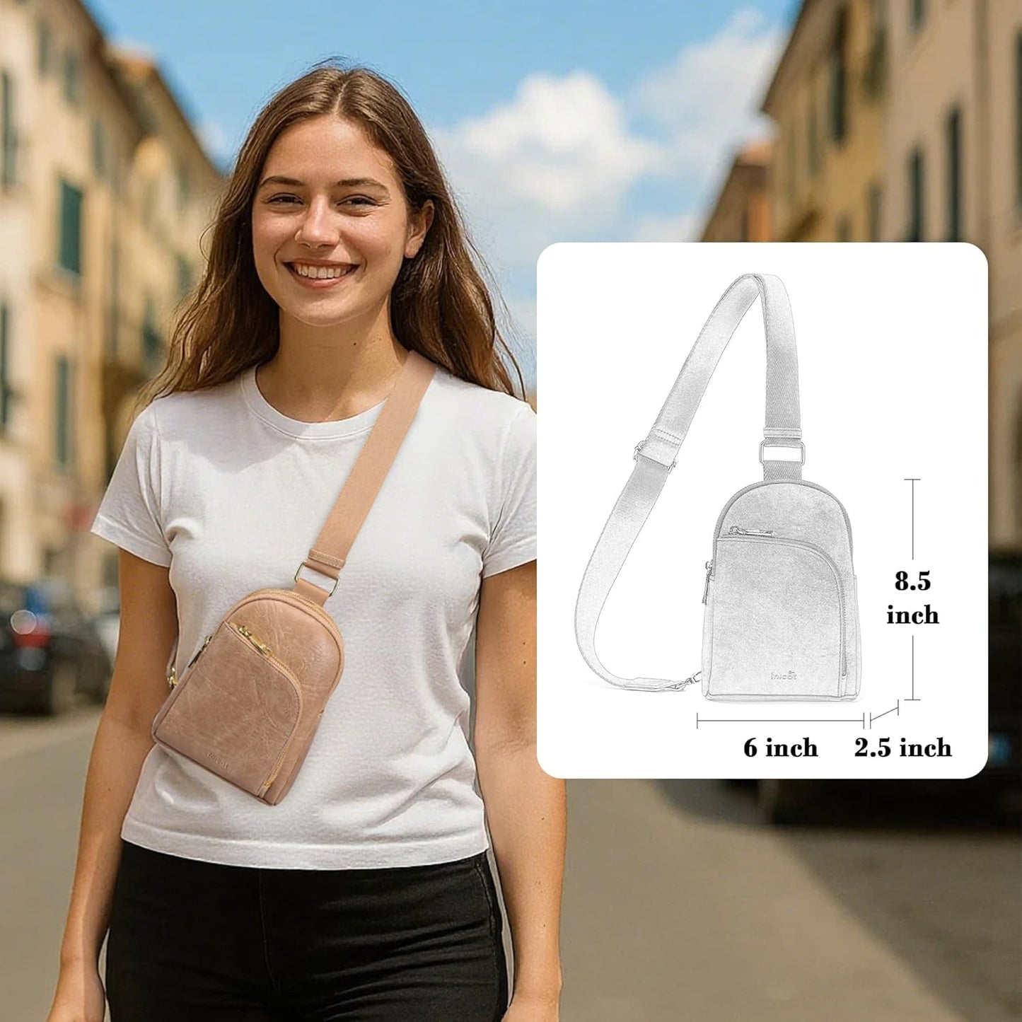 INICAT RFID Blocking Sling Bag Anti Theft Crossbody Bags for Women Travel Fanny Pack Cross Body for Woman Chest Bag