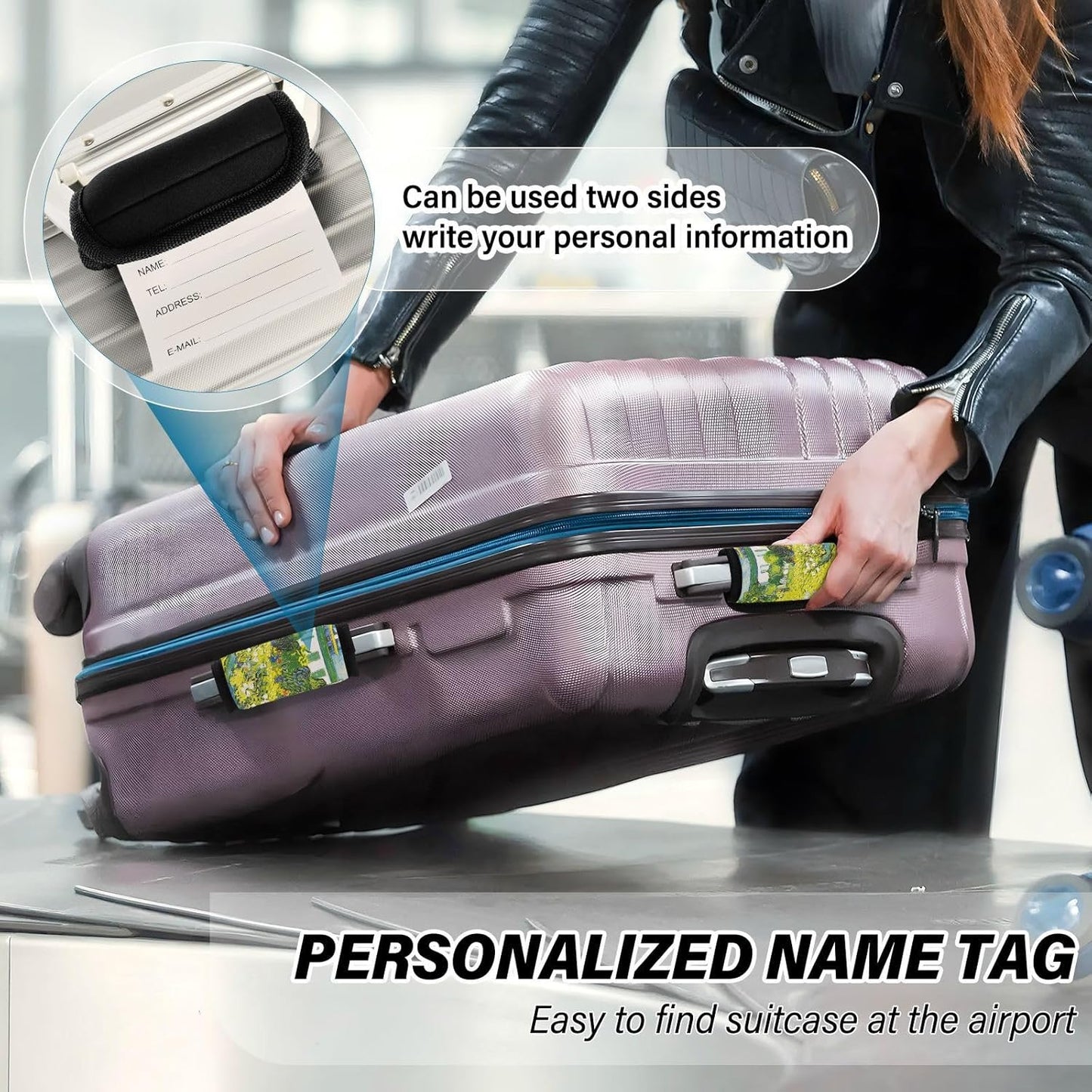 4Pcs Luggage Handle Wrap Suitcase Identifier Handle Covers Tags Soft Travel Bags Luggage Handle Gripper Accessories for Airplane Flying Village Vango