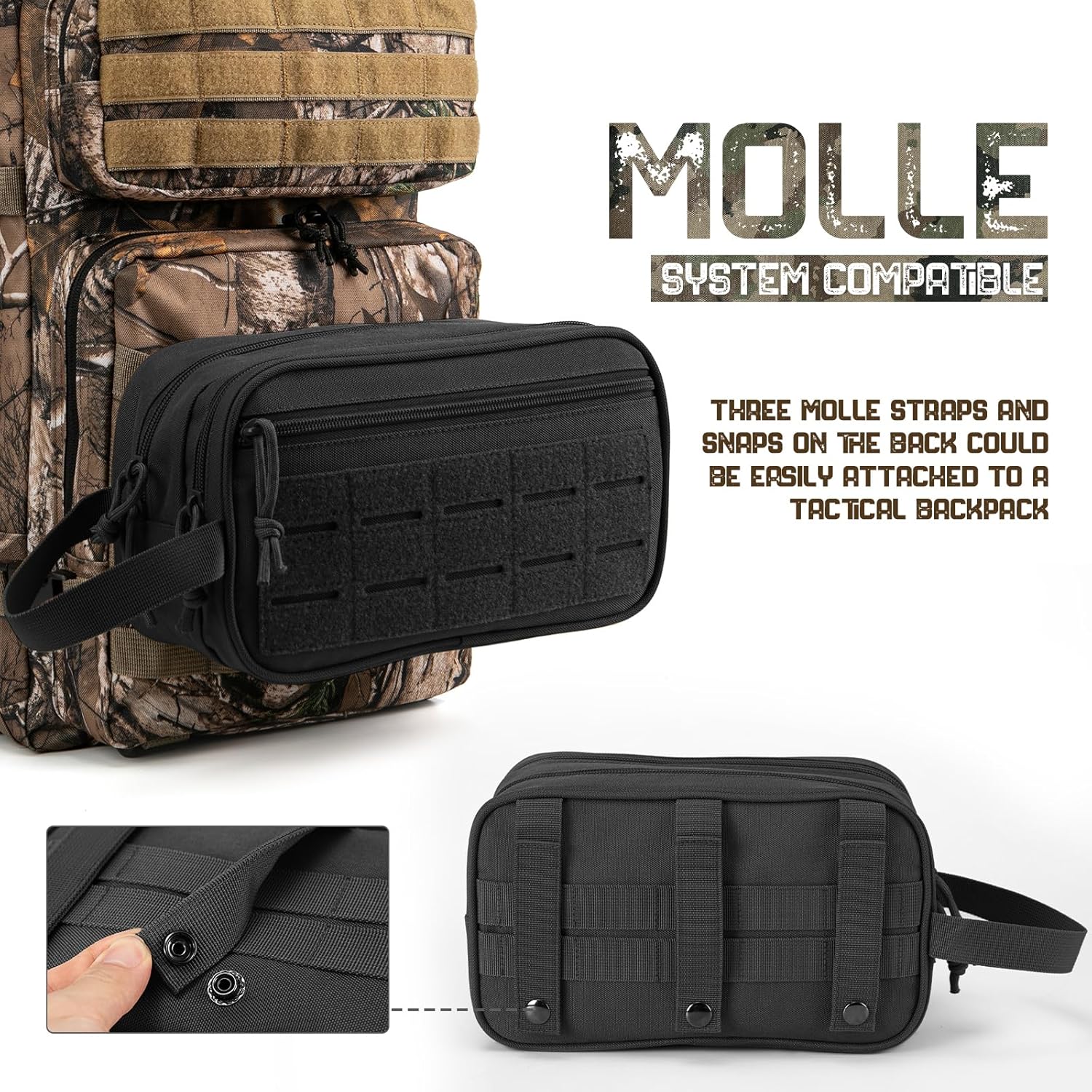 QT&QY Tactical Toiletry Bag For Men Hygiene Bag EDC Military Tool Molle Pouches Small Dopp Kit Mens