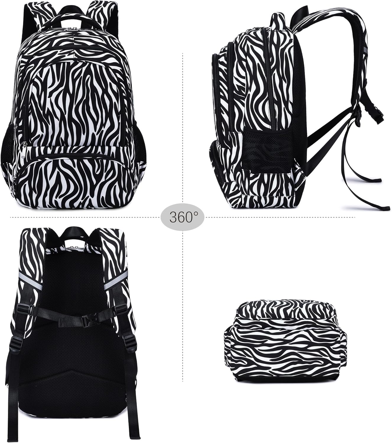abshoo Lightweight Kids Backpack For School Teen Girls Bookbag Kindergarten Elementary School Bags (Zebra Black)