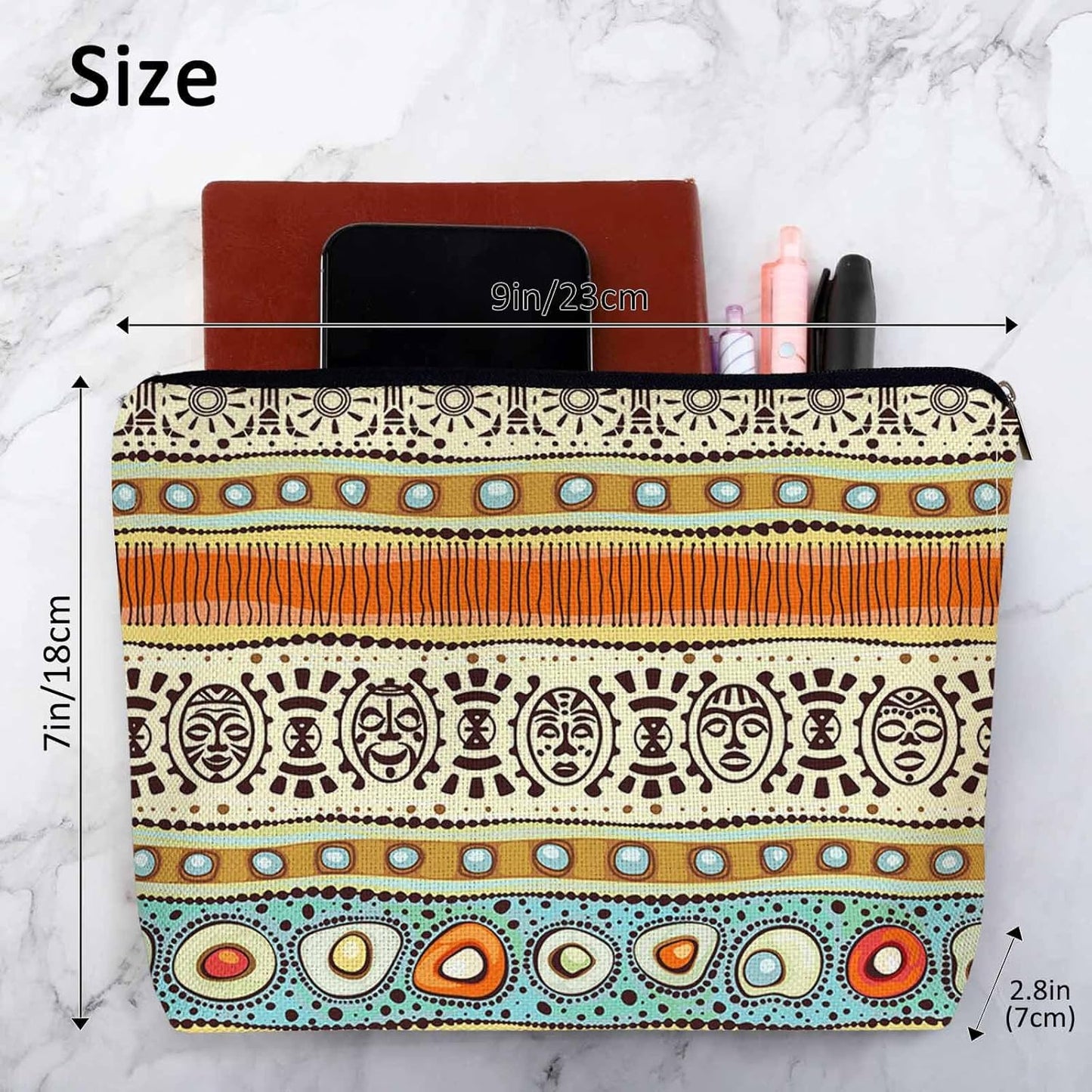 African Pattern Cosmetic Bag - Tribal Ethnic Makeup Toiletry Bags for Women