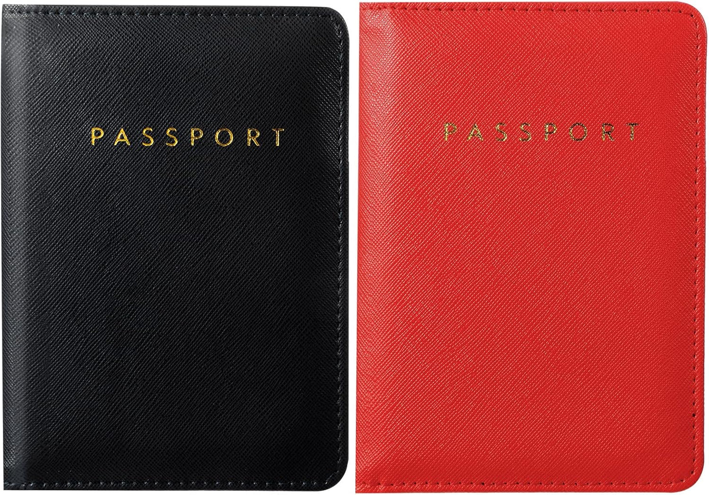 Frienda 2 Pieces Bridal Passport Covers Holder Waterproof Leather Holder Covers Travel Wallet Passport Case for Women and Men