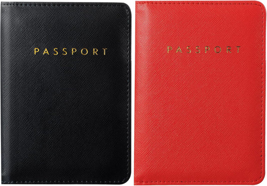 Frienda 2 Pieces Bridal Passport Covers Holder Waterproof Leather Holder Covers Travel Wallet Passport Case for Women and Men