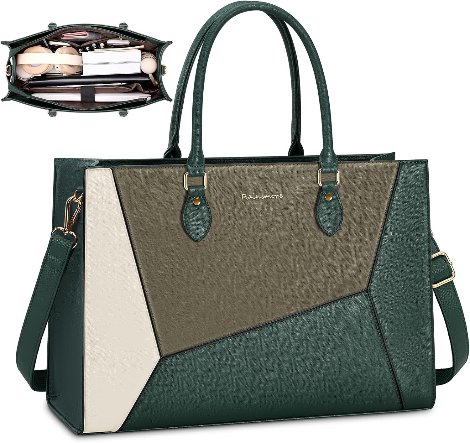 RAINSMORE Laptop Tote Bag for Women 15.6 Inch Large Women Work Bags Waterproof Business Office
