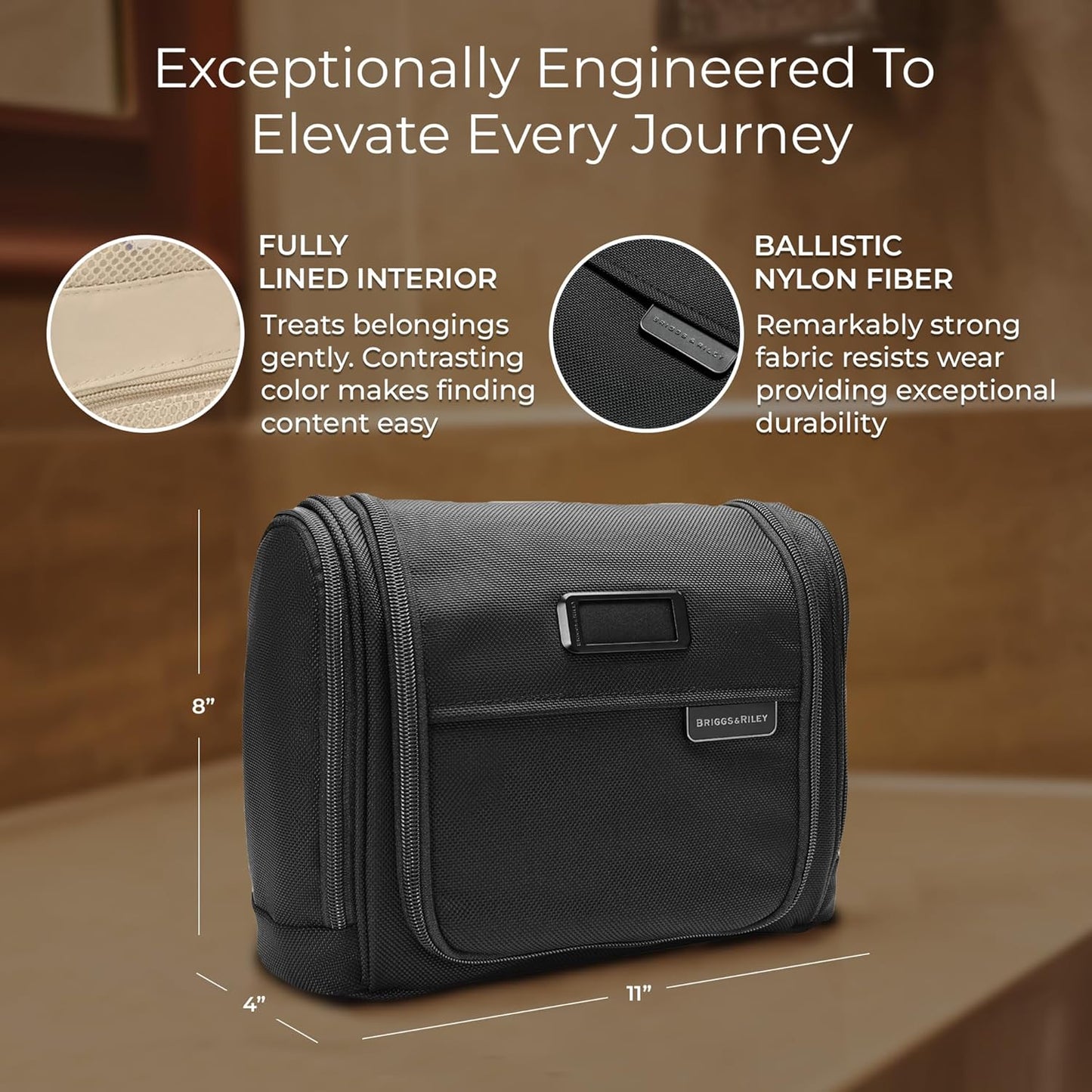 Briggs & Riley Toiletry Kit - Travel Bags for Women & Men, Organizer for Vacation, Dopp Kit for Bathroom Accessories, Makeup, & Skincare