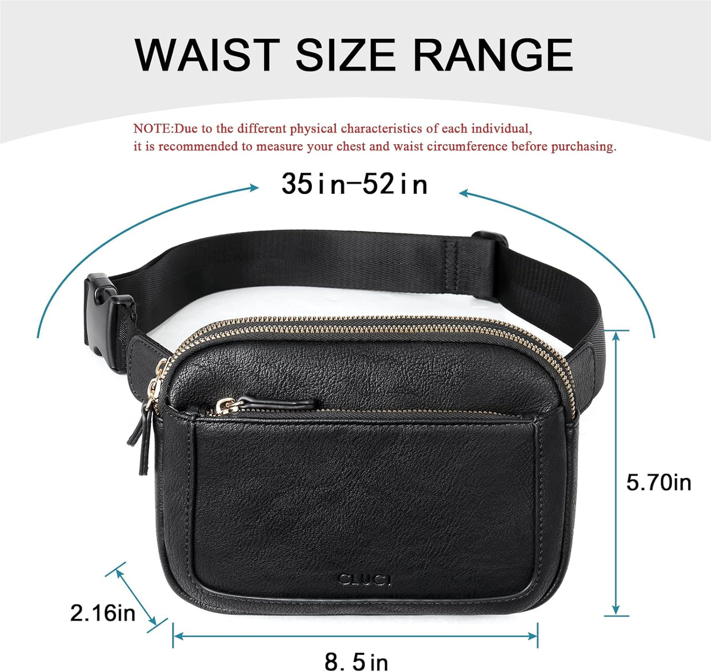 CLUCI Belt Bag for Women, Mini Everywhere Crossbody Waist Bag Adjustable Strap, Vegan Leather Women's Fanny Pack
