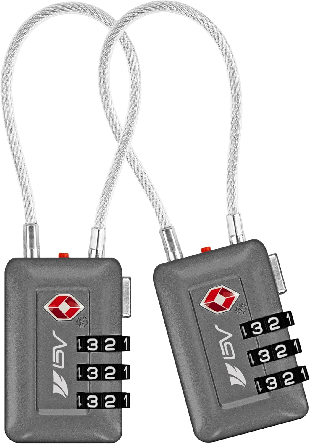 TSA Accepted Luggage Travel Lock, Set-Your-Own Combination Lock for School Gym Locker, Luggage Suitcase Baggage Locks, Filing Cabinets, Toolbox, Case (Slate Gray, 2 Pack)