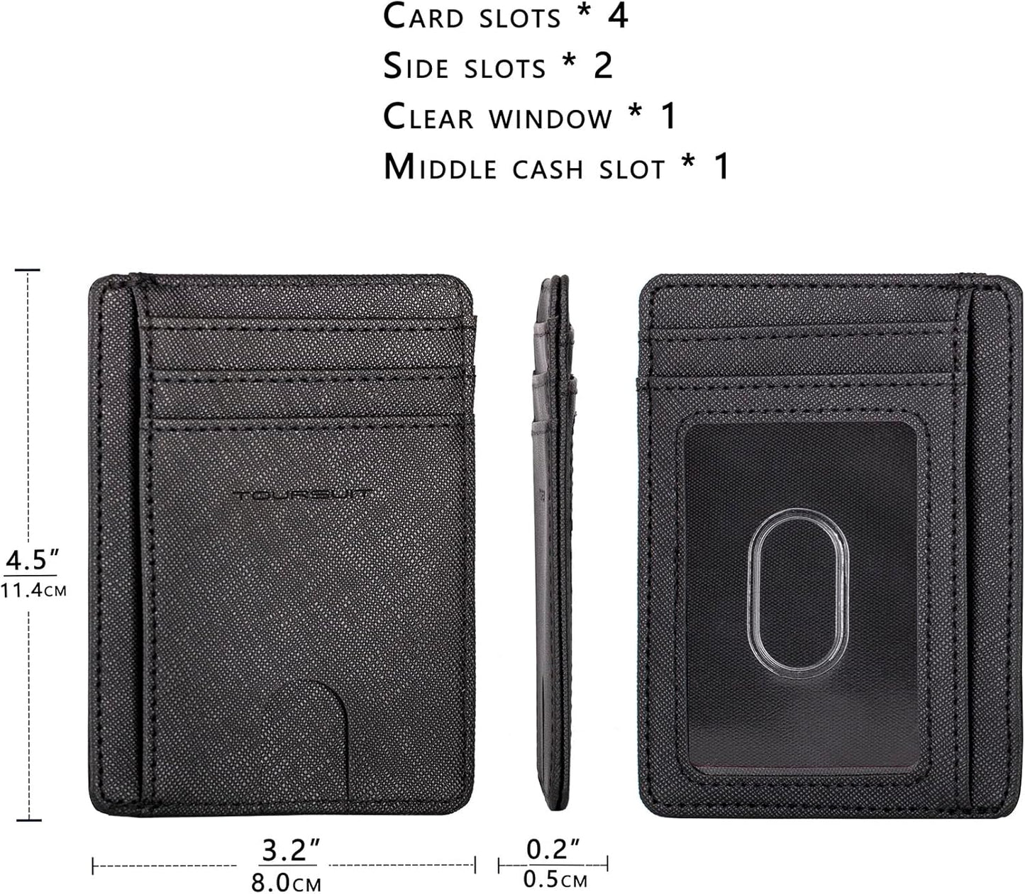 TOURSUIT Travel Minimalist Slim Front Pocket Wallet for Men Women, RFID Blocking Credit Card Holder