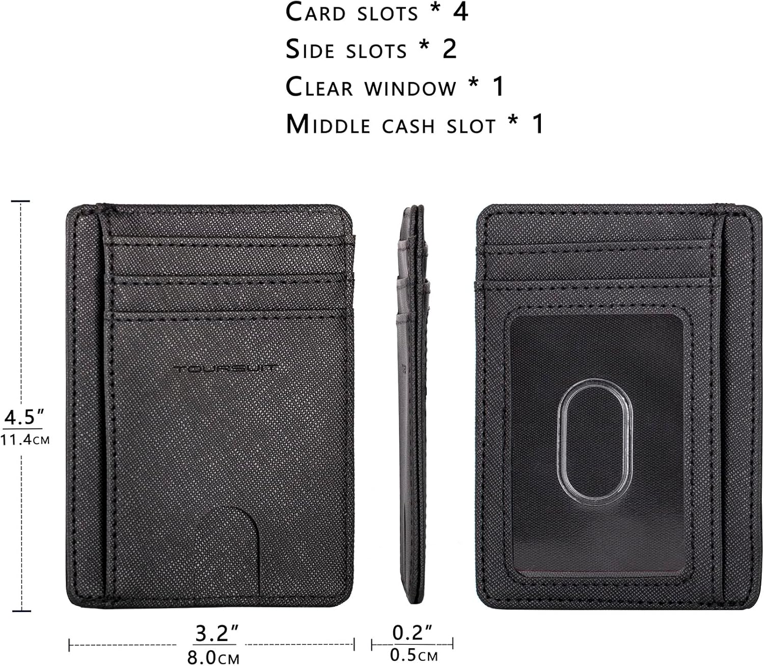 TOURSUIT Travel Minimalist Slim Front Pocket Wallet for Men Women, RFID Blocking Credit Card Holder