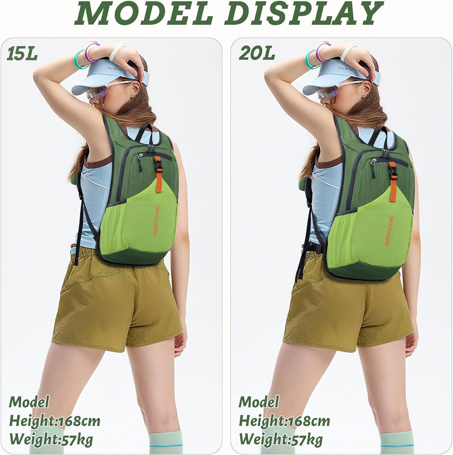 20L Small Hiking Backpack for Men Women Foldable Packable Back Pack Ultralight Hiking Daypack for Travel Camping Outdoor, Olive Green