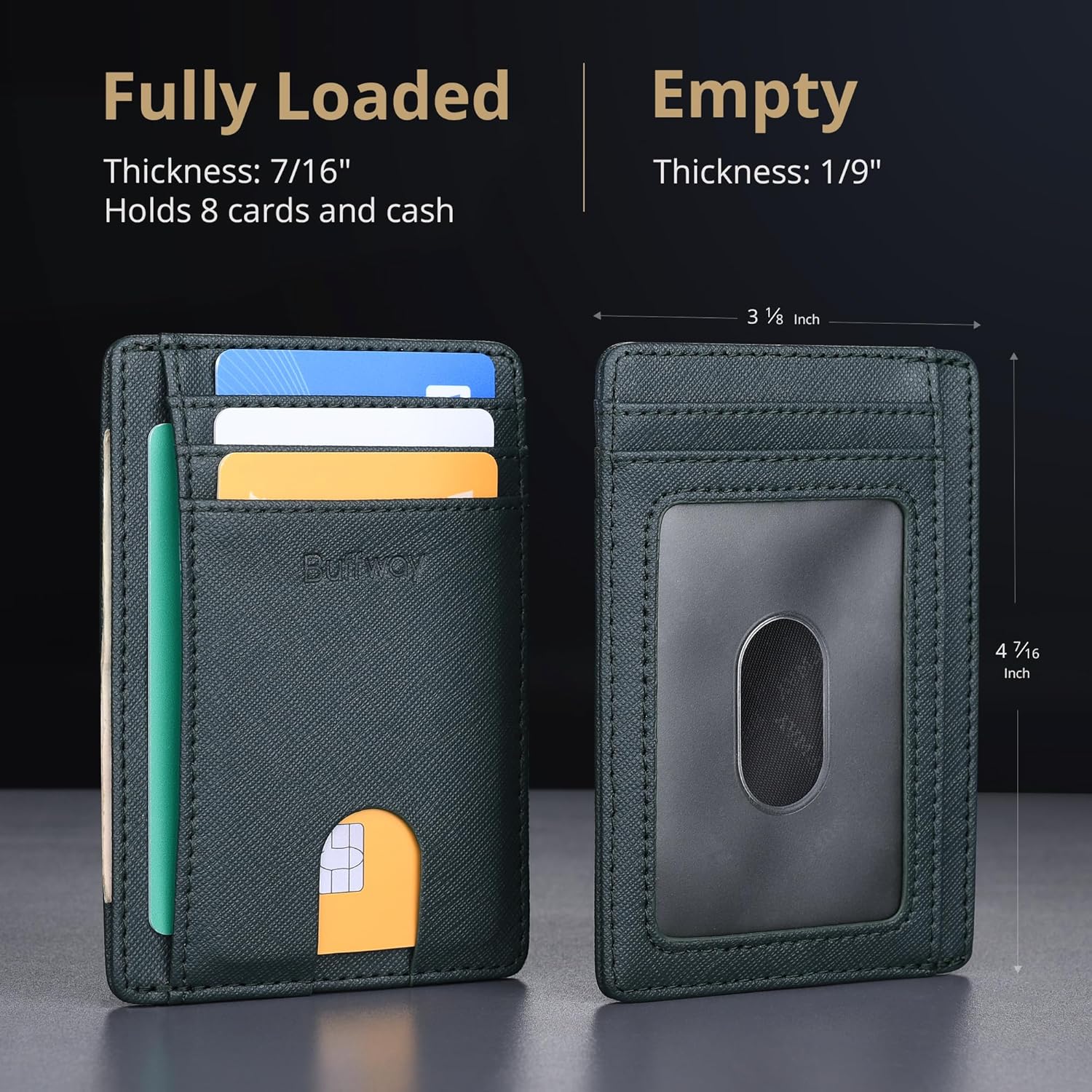 Buffway Slim Minimalist Front Pocket RFID Blocking Leather Wallets for Men and Women - Cross