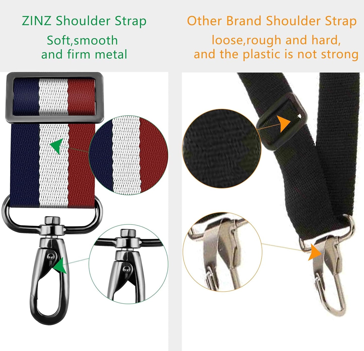 ZINZ Shoulder Strap 58" Ultra-Thick Fixed Padded and Adjustable Buckles Crossbody Strap for Briefcase Laptop Bag Luggage