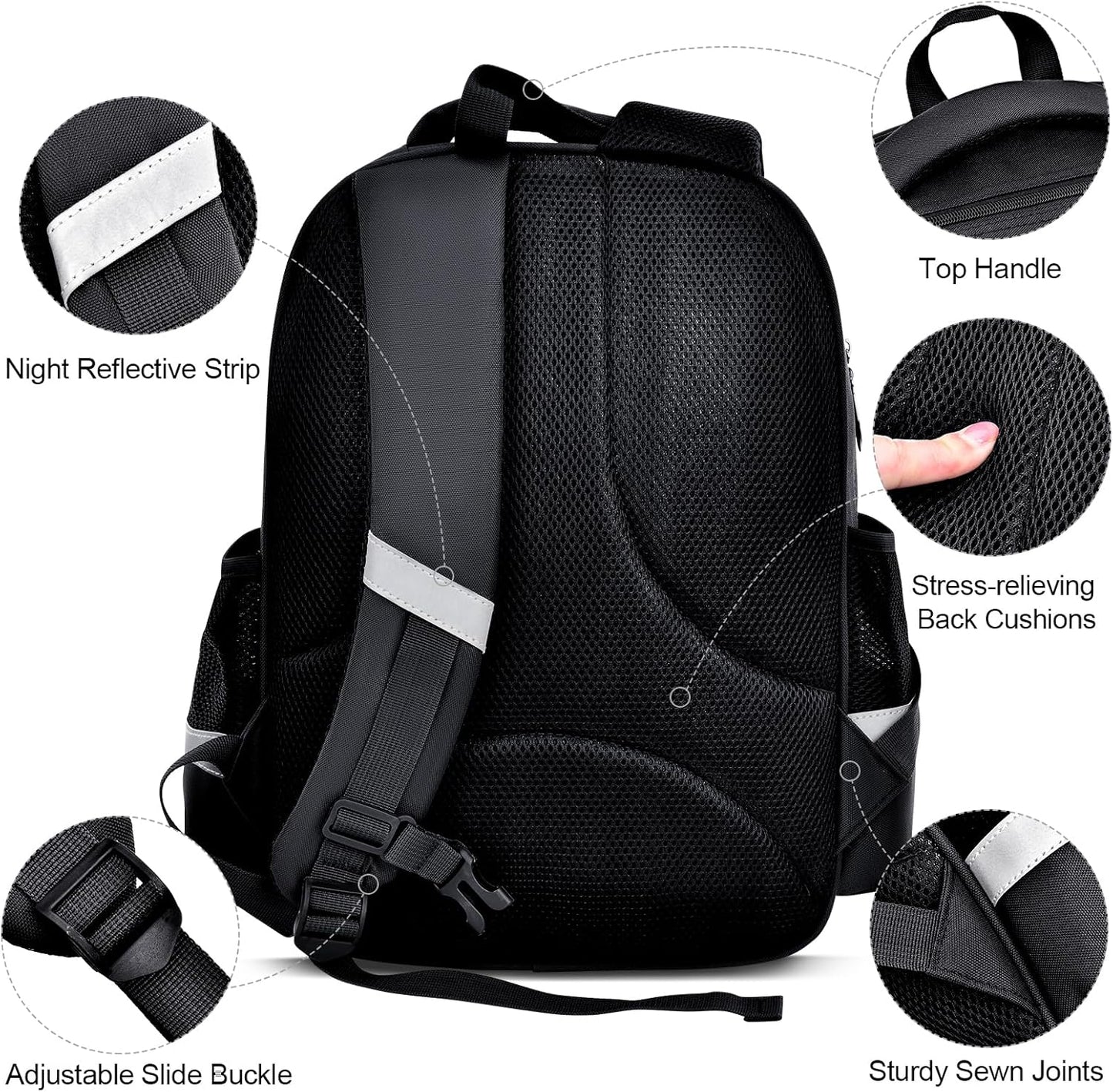 HOPYOCK-School Bags for Boys and Girls,Multi-Pocket Unisex Elementary School Backpack with