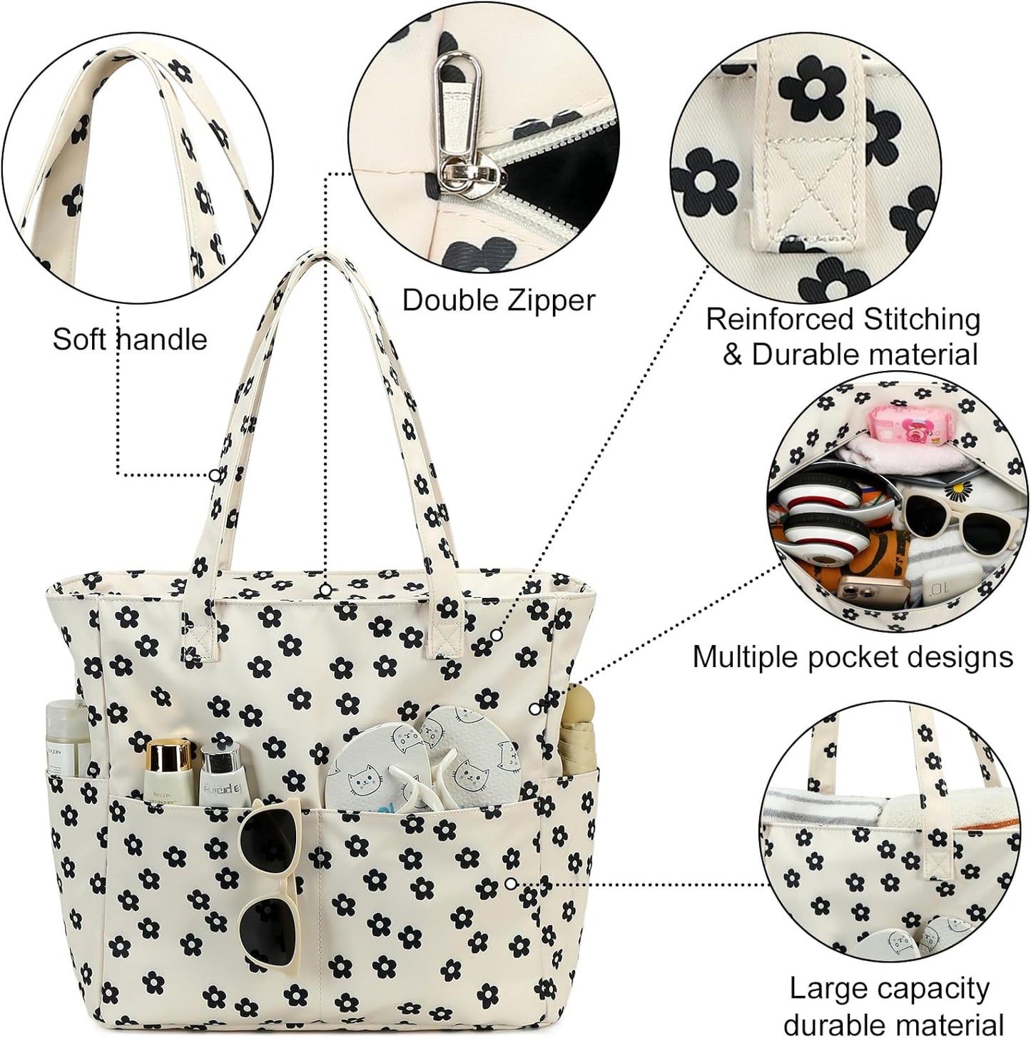 Bluboon Waterproof Beach Tote Pool Bags for Women Ladies Extra Large Carry On Bag With Wet Compartment for Weekender Travel