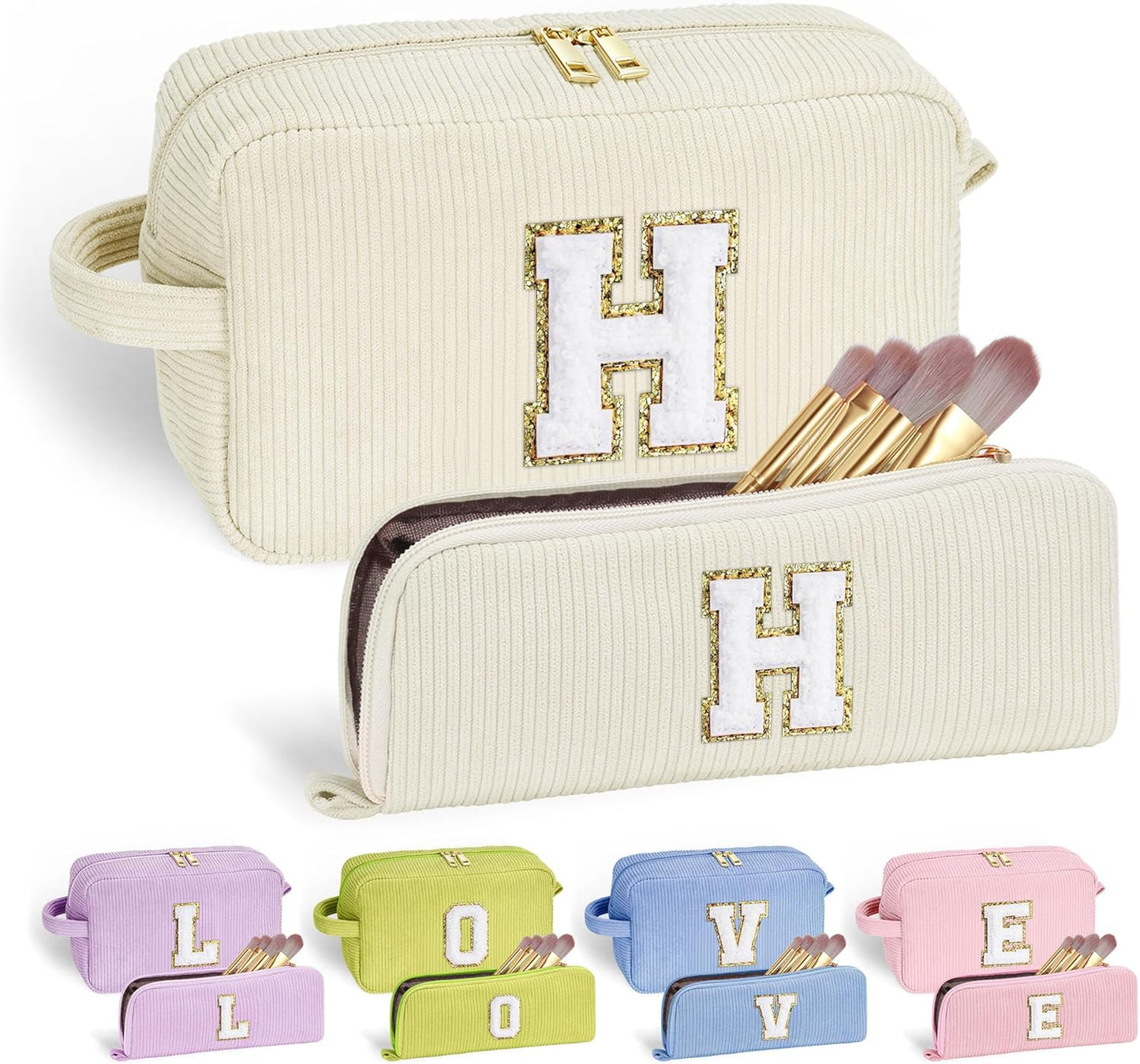 YOOLIFE Initial Travel Makeup Bag Cosmetic Bag - Teen Girl Gifts Trendy Stuff Friend Birthday Gifts for Women Teen Girl Kids