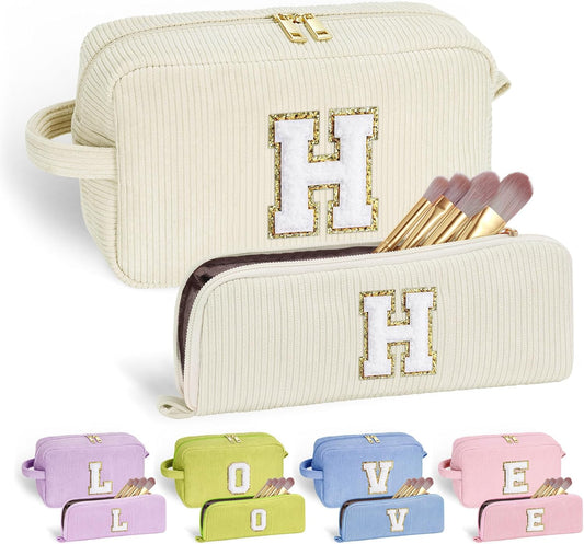 YOOLIFE Initial Travel Makeup Bag Cosmetic Bag - Teen Girl Gifts Trendy Stuff Friend Birthday Gifts for Women Teen Girl Kids