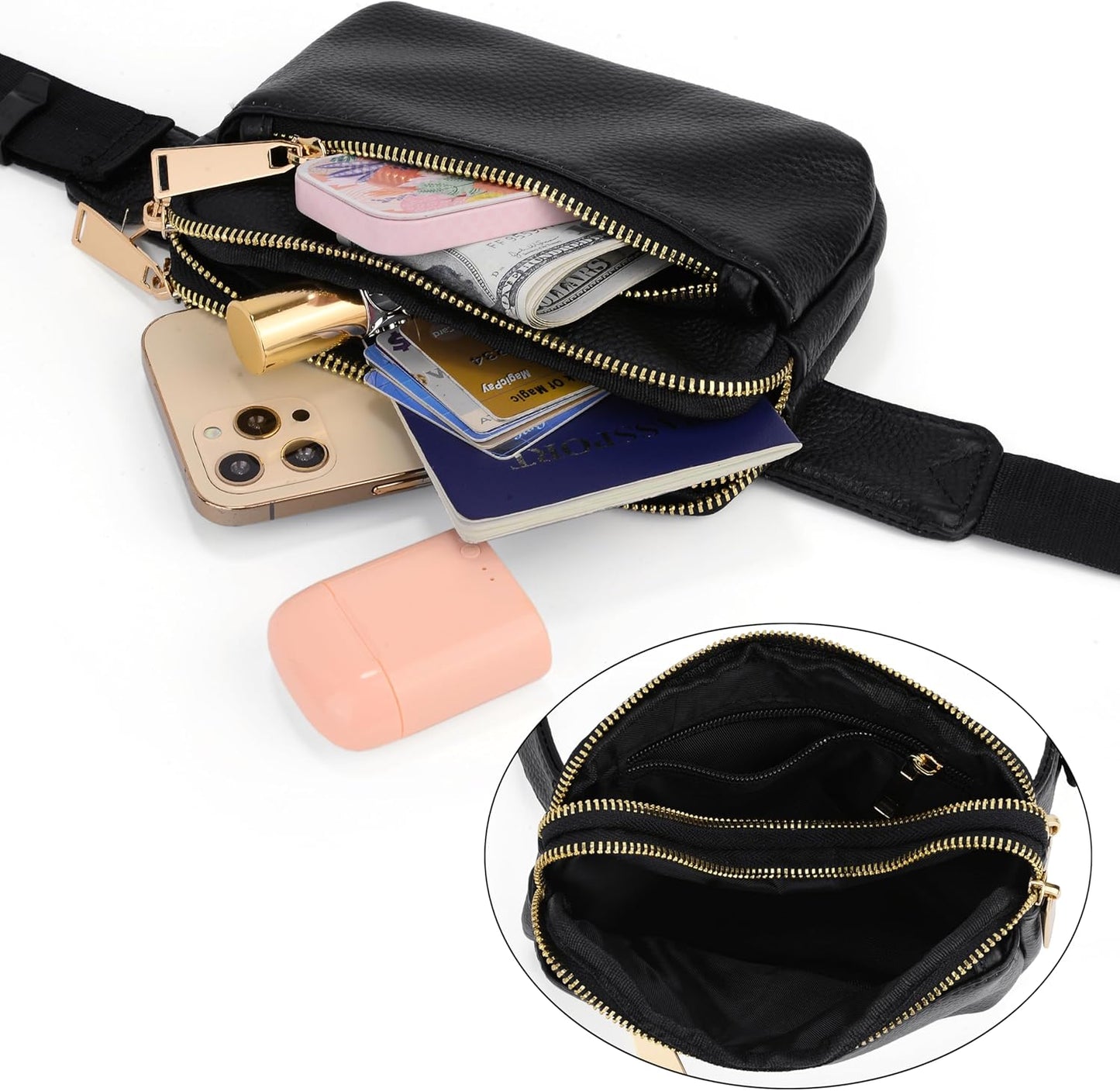 UTO Fanny Pack for Women Crossbody Trendy Fashion Belt Purse Chest Waist Hip Bumbag for Outdoor Shopping Travel Hiking