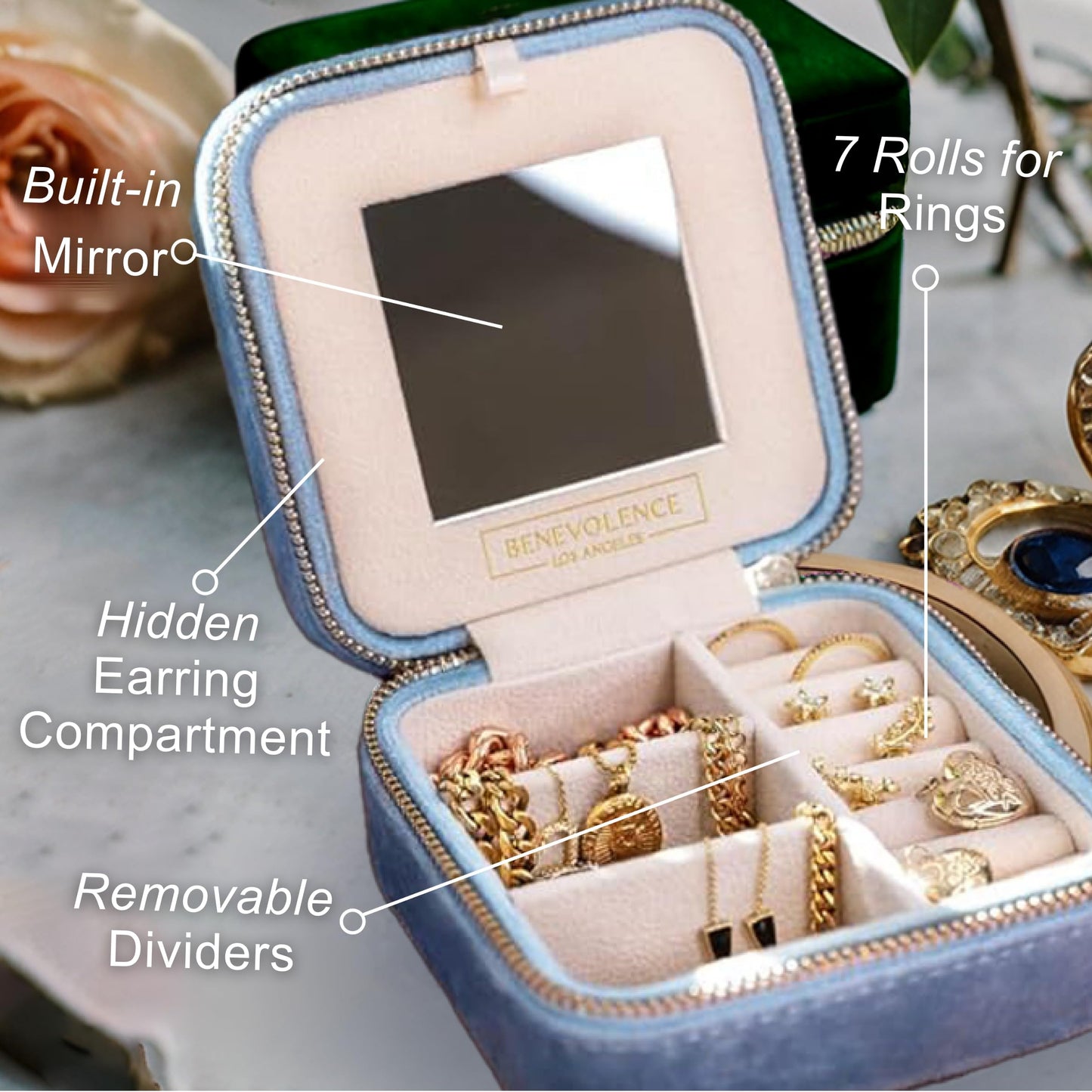 Benevolence LA Plush Velvet Travel Jewelry Box – Featured in Oprah's Favorite Things – Jewelry