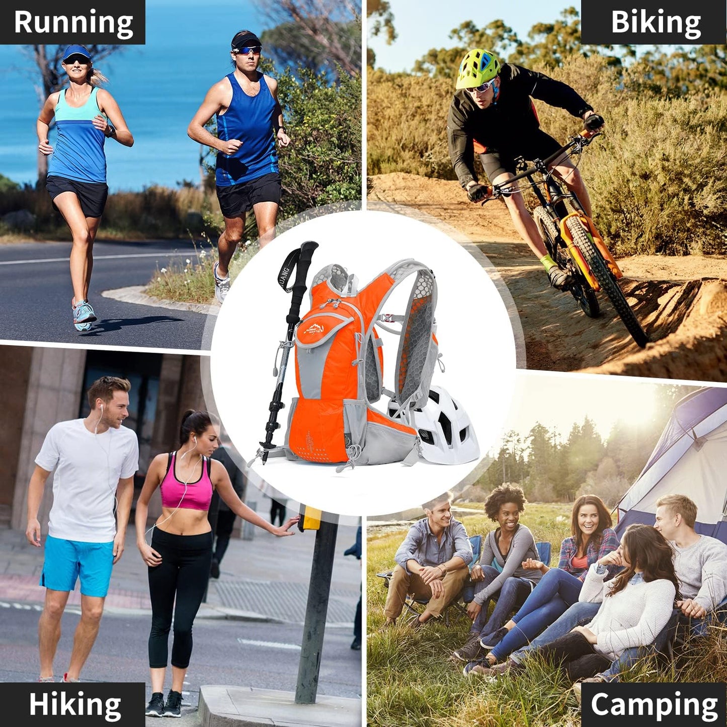 Hydration Pack Backpack, Lightweight Water Backpack with 2L Leakproof Hydration Bladder Daypack for