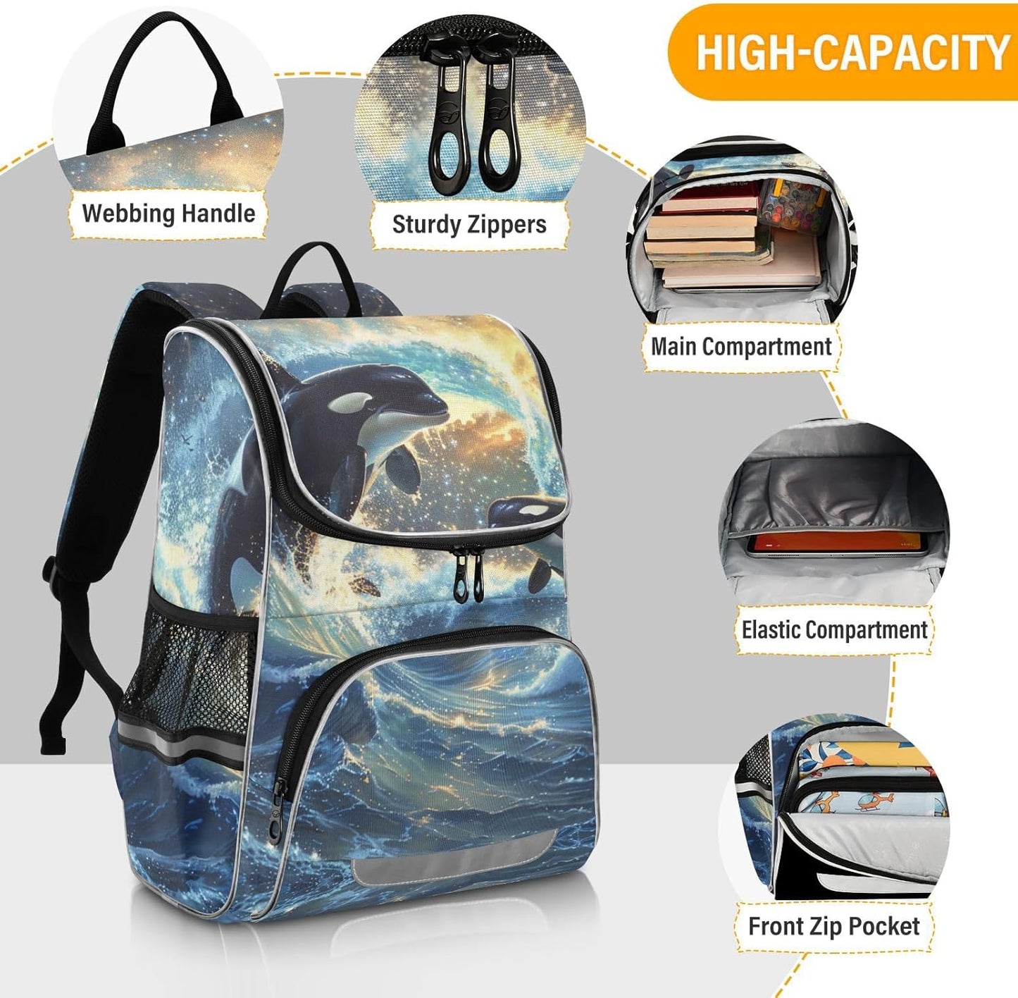 Killer Whale Cute Backpack For Girls Kids Backpack Boys Teen School Bag Bookbag Travel Daypacks