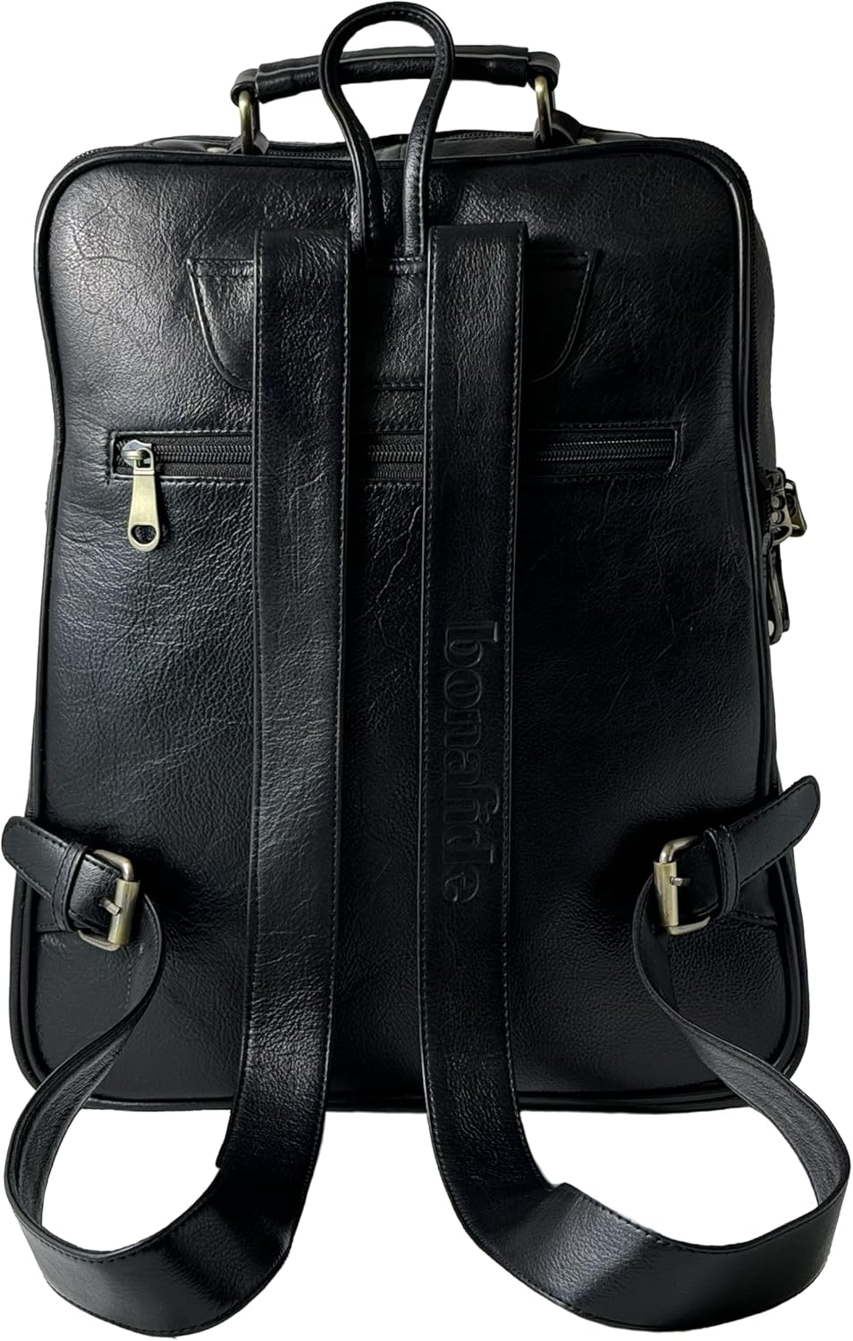 Genuine Leather Luxury Backpack Multi-functional Elegant Daypack Office Travel Leisure 15.6" Laptop Bag (Black)