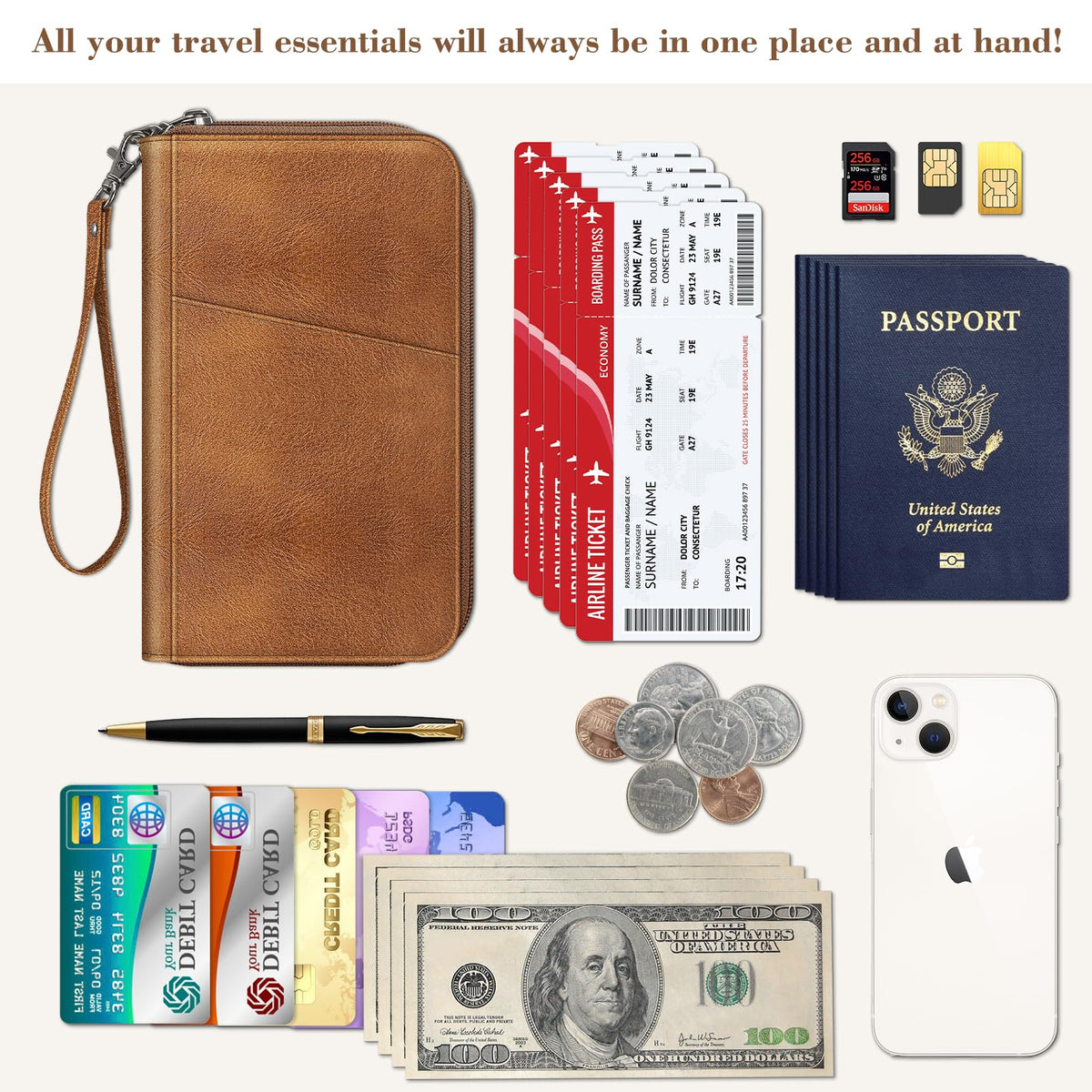 FINTIE Family Passport Holder Wallet Travel Document Organizer Clutch Bag