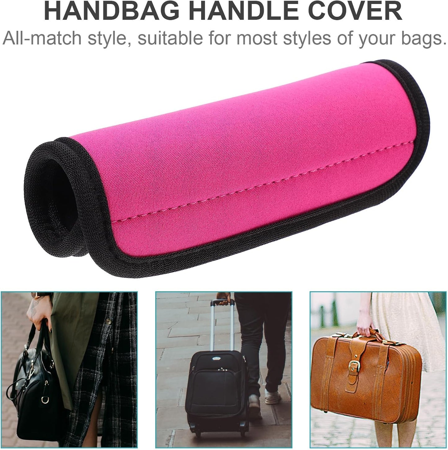 Generic Luggage Handle Grip Neoprene Handle Wrap Travel Bag Handle Covers, Luggage Handle Wraps for Suitcase Luggage Grip Luggage Identifiers Suitcase Handle Wraps (Pink) Luggage Handle Identifier