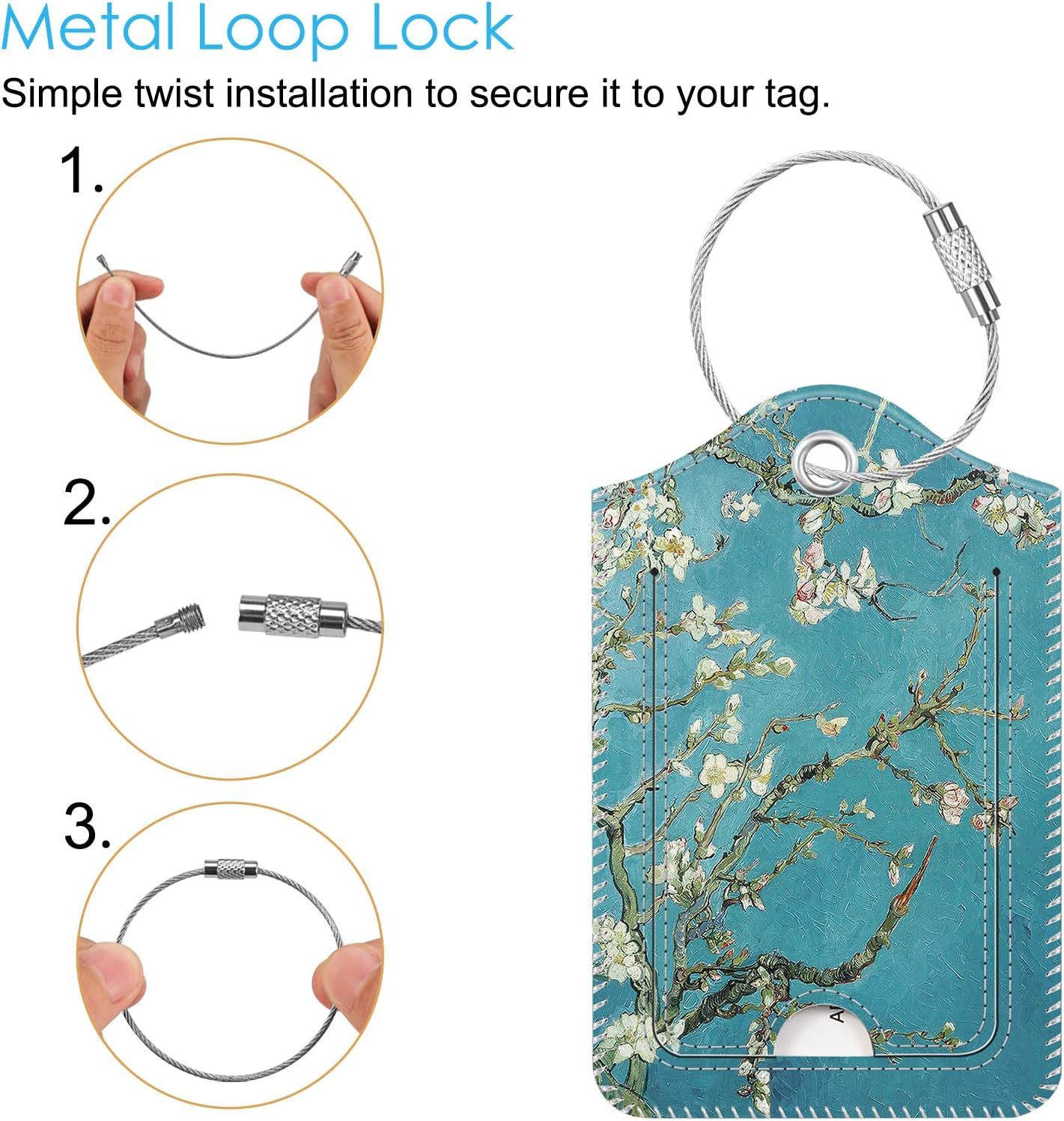 Fintie Luggage Tags, Privacy Cover ID Label with Stainless Steel Loop and Address Card for Travel