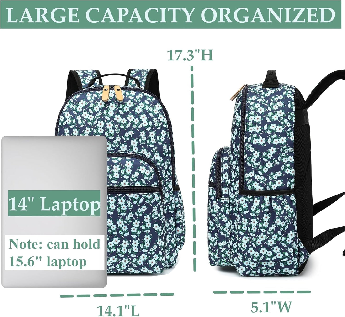 Lightweight Casual Laptop Backpack Travel Backpack for Women Daypack Dark Blue