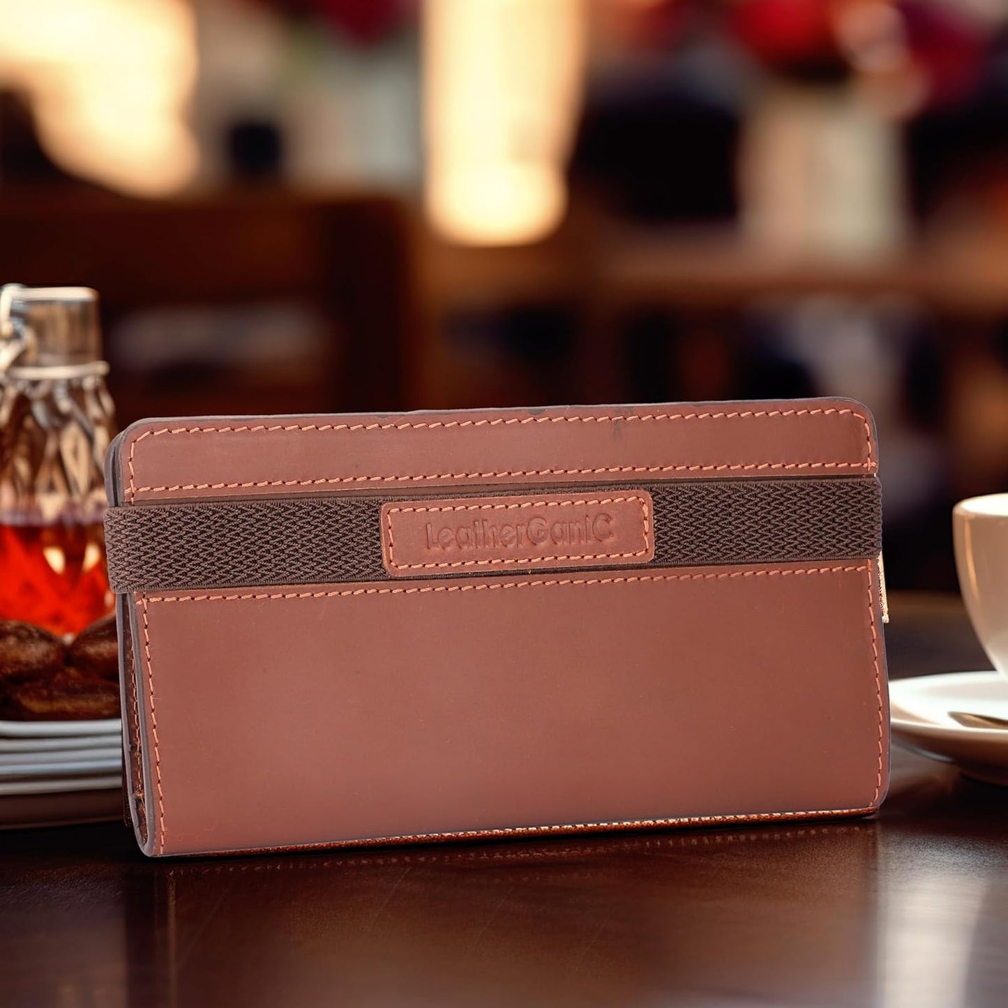 Passport Wallet for Men & Women Genuine Leather Bifold Travel Wallet RFID Blocking Long Passport Holder Document Organizer Travel Pouch Airline Ticket Wallet with Zipper Pocket [Tan]