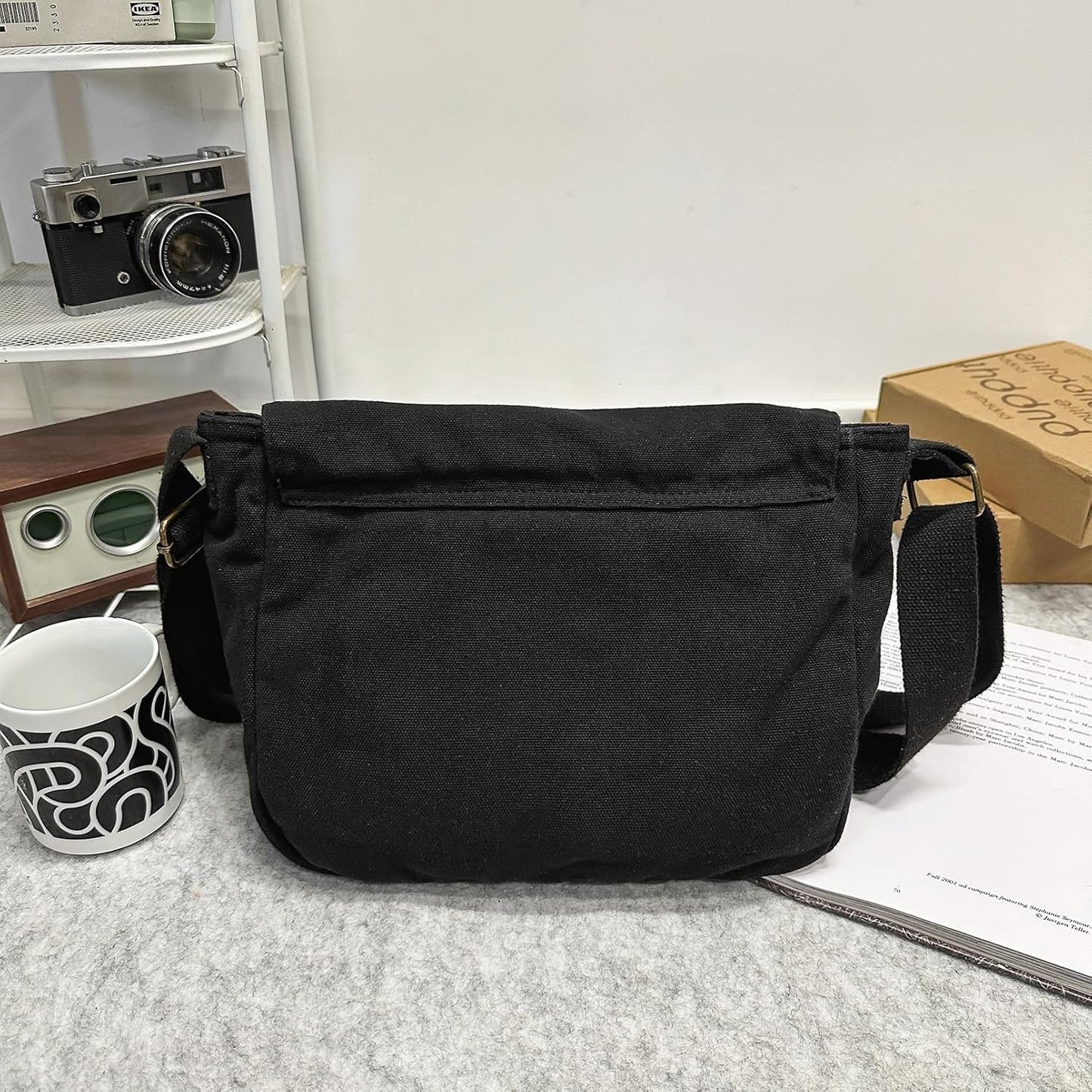 School Vintage Canvas Messenger Bag for Men Crossbody Shoulder Bag Satchel