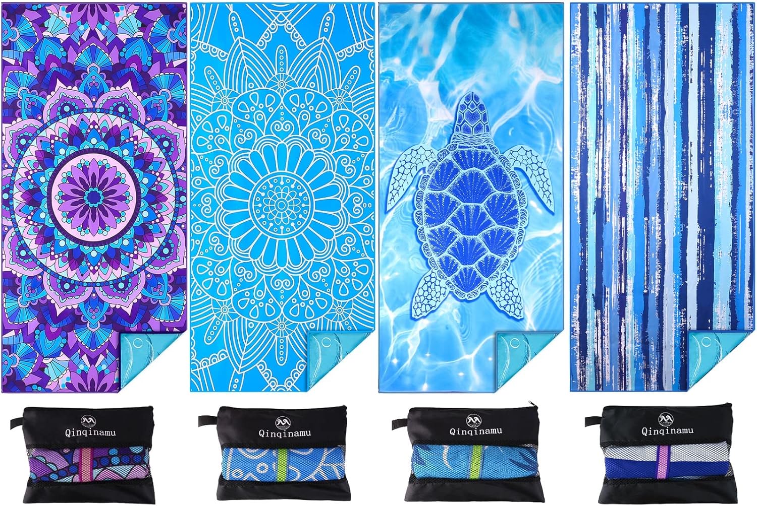4 Pack Microfiber Oversized Lightweight Beach Towel 71"x32" XL Extra Large Thin Sand Free Towels