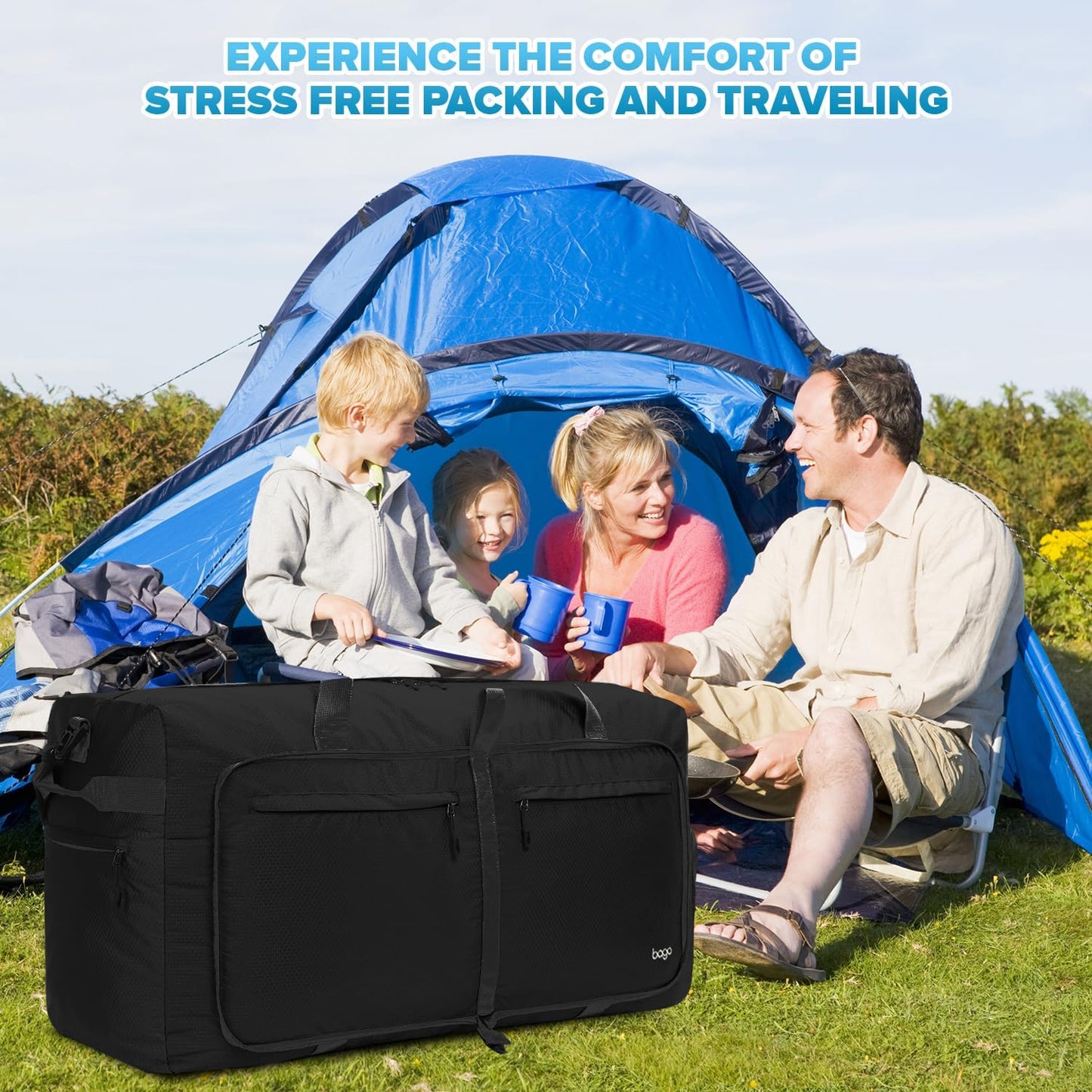 Bago Large Foldable Duffel Bags for Traveling Women & Men - 100L Packable Duffle Bag for Travel