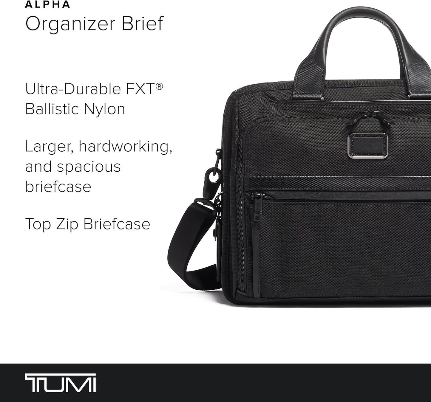 TUMI - Alpha Organizer Brief - Laptop Briefcase for Commute or Travel - Fits Up to 15" Laptop - Removable Shoulder Strap