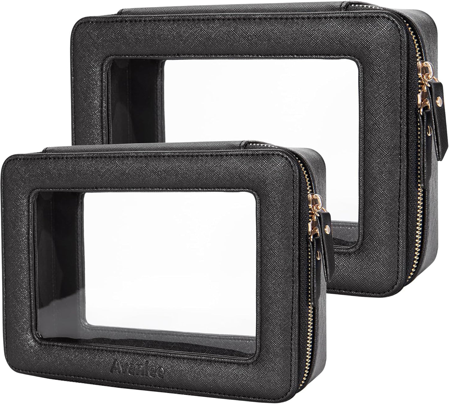 Aveniee Clear Makeup Bag Set,Portable Travel Toiletry Bag Cosmetic Case for Women,Vegan Leather