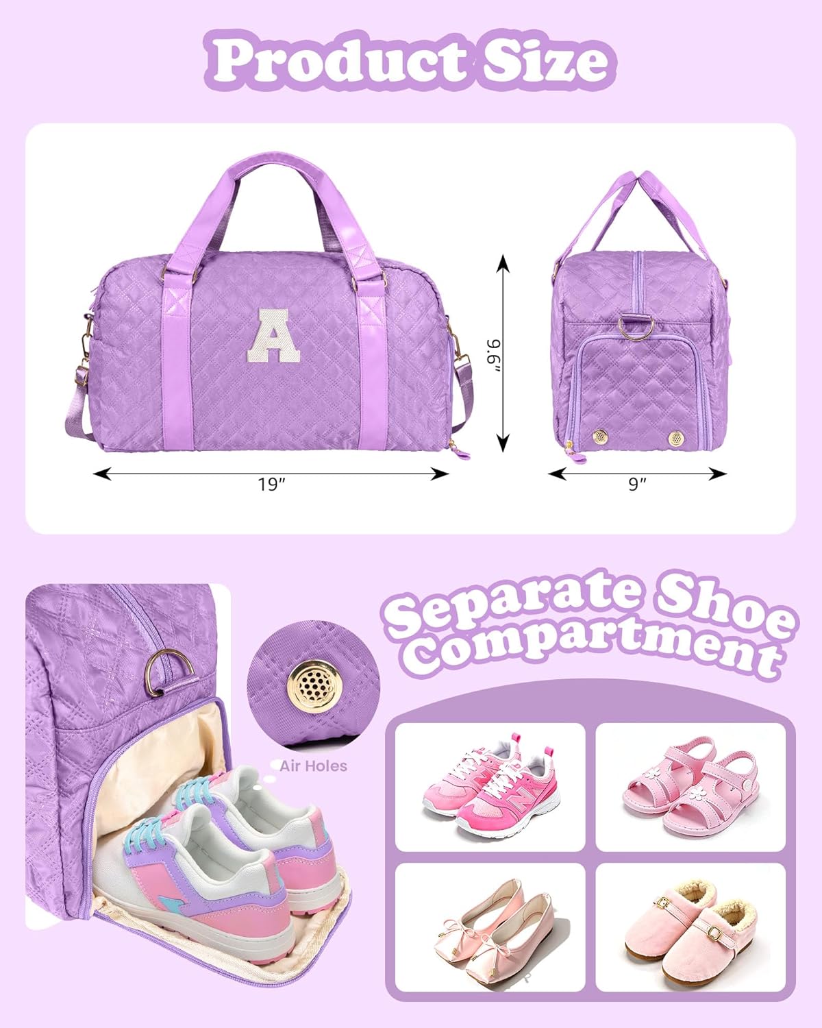 Duffel Bag, Girls Gift Bag Teens, Initial Travel Duffel Bag, Personalized Weekender Bag, Monogram