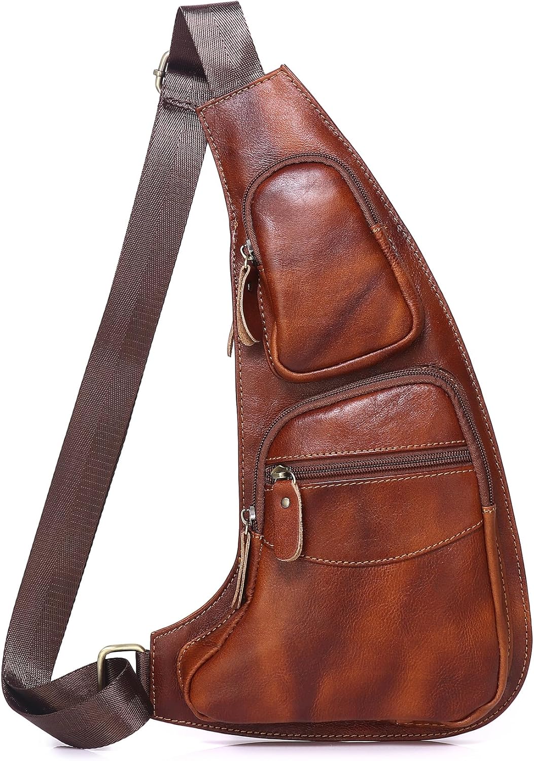 Genuine Leather Sling Bag for Men Women Backpack Chest Shoulder Satchel Crossbody Bags Casual