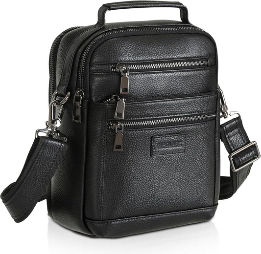 Polare Italian Full Grain Leather Messenger Bag Vintage Chest Shoulder Crossbody Bag Casual Sling Business Handbag for Men