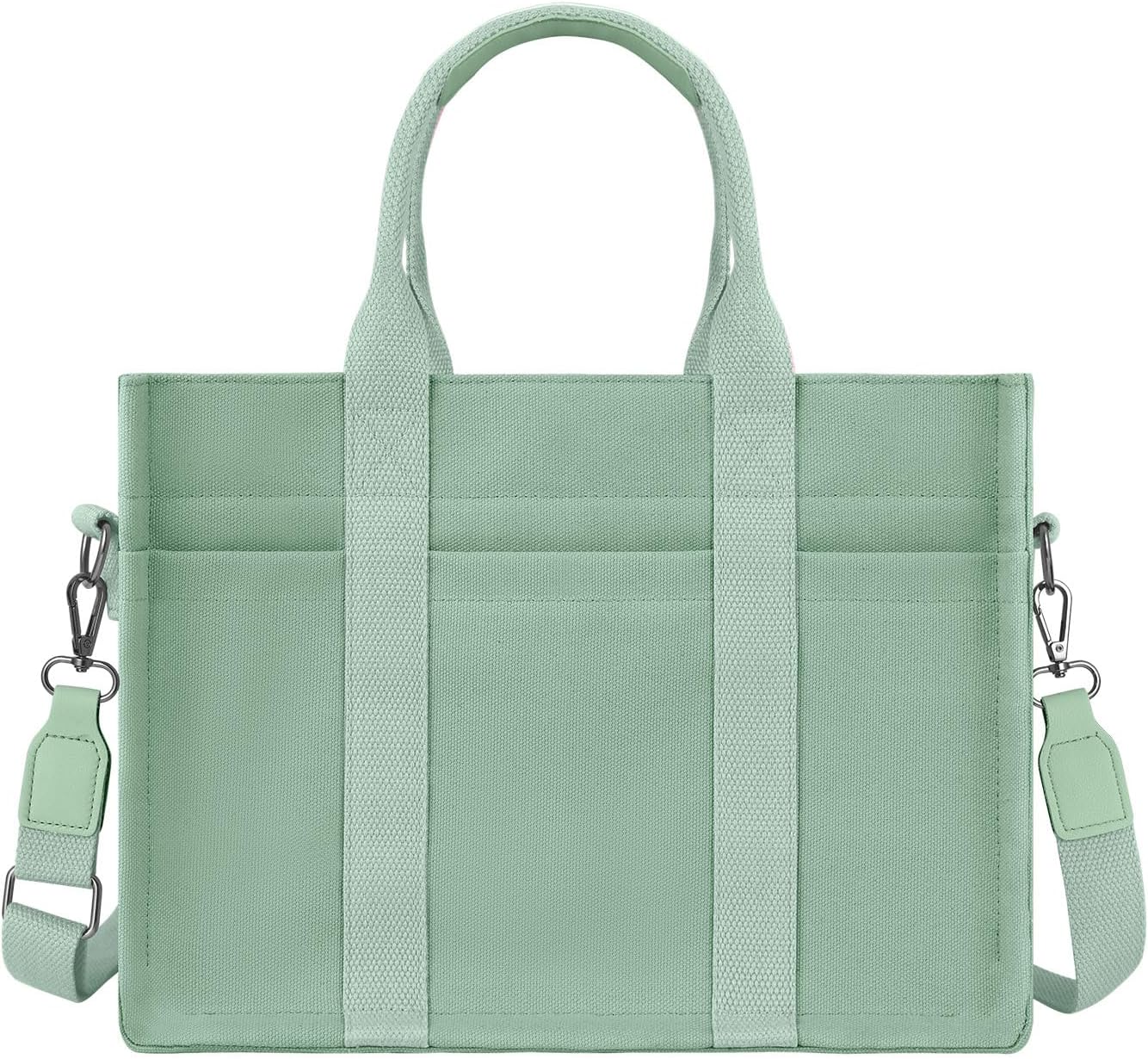 FIORETTO Canvas Tote Bag for Women with Zipper Closure & Individual Compartments for Work College for Teacher & Nurse