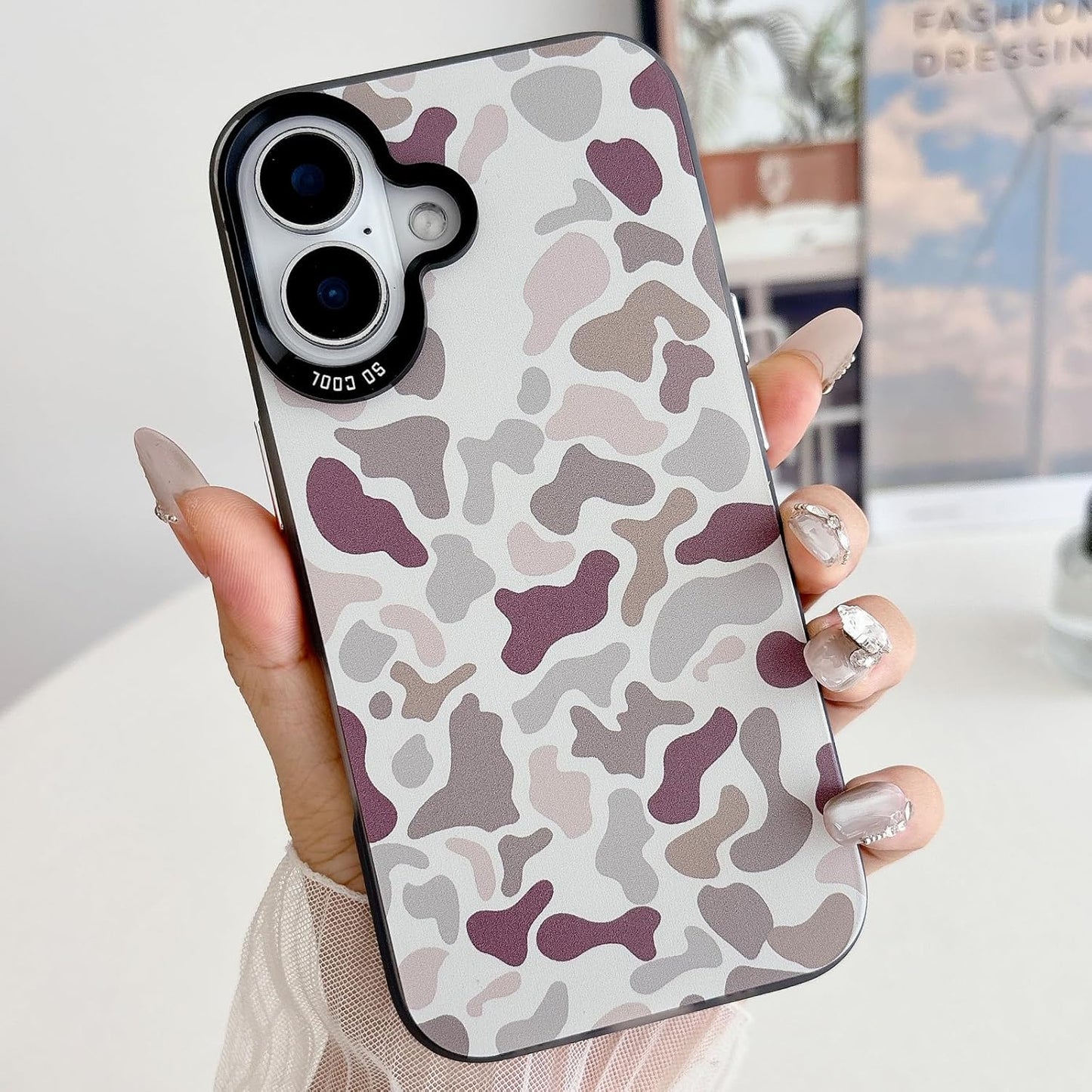 for iPhone 16 Case, Vintage Camo Pattern Design for Men Boys Teens, Cool Camouflage Shockproof Protective Cover for Girls Women - Black