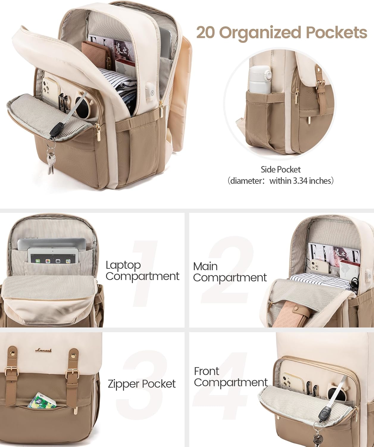 LOVEVOOK Laptop Backpack for Women Vintage Travel Backpack Purse Airline Approved 15.6 Inch Large Computer Backpack Fashion Teacher Nurse Bag for Work Business College
