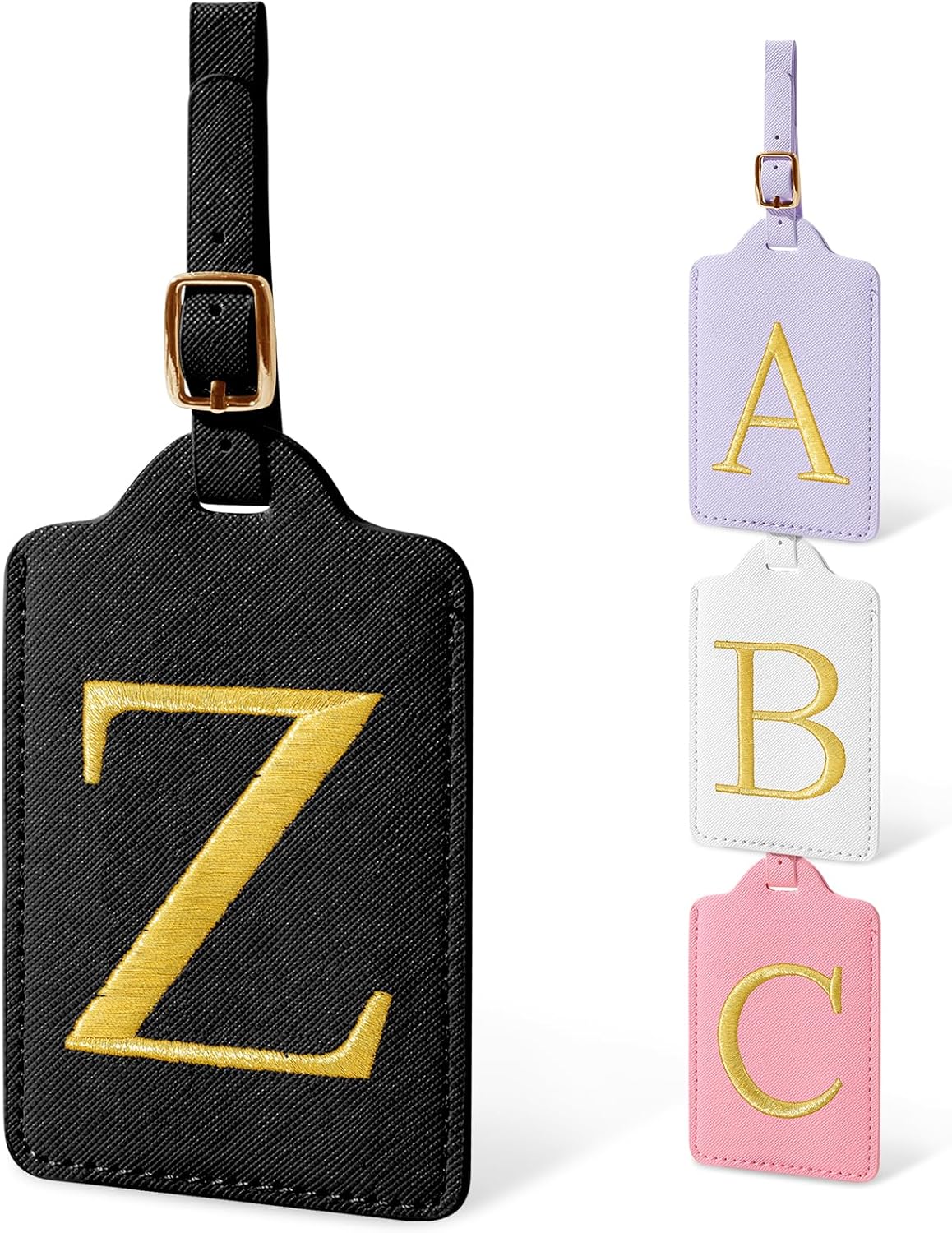 Personalized Initial Letter Luggage Tags for Suitcases,Suitcase Identifier Baggage Tag,Cute Travel Luggage Tags,Best Gift Wedding Birthday for Couples Honeymoon Friend Family Vacation(Black Z)