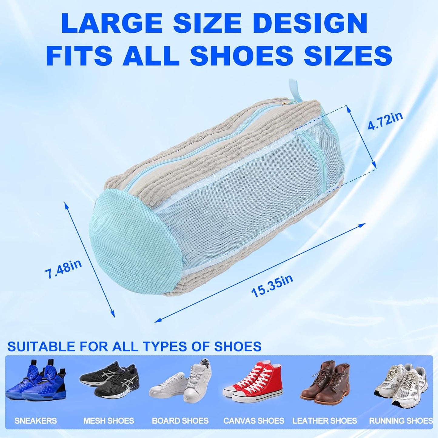 Shoe Washing Bag for Washing Machine - Durable Shoe Washing Machine Bag for Most Children's Shoes (Small Grey 2PCS)