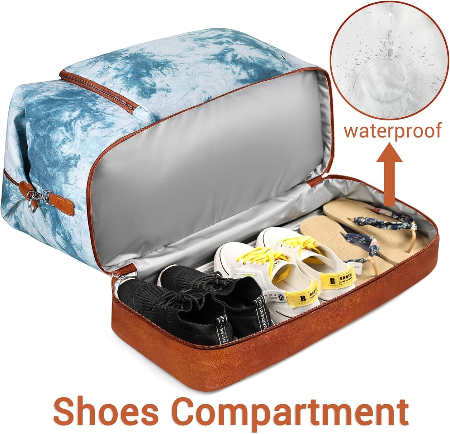 Travel Weekender Bag for Women, Overnight Bag with Shoe Compartment Oversized Travel Duffel Bag Carry On Tote 21"