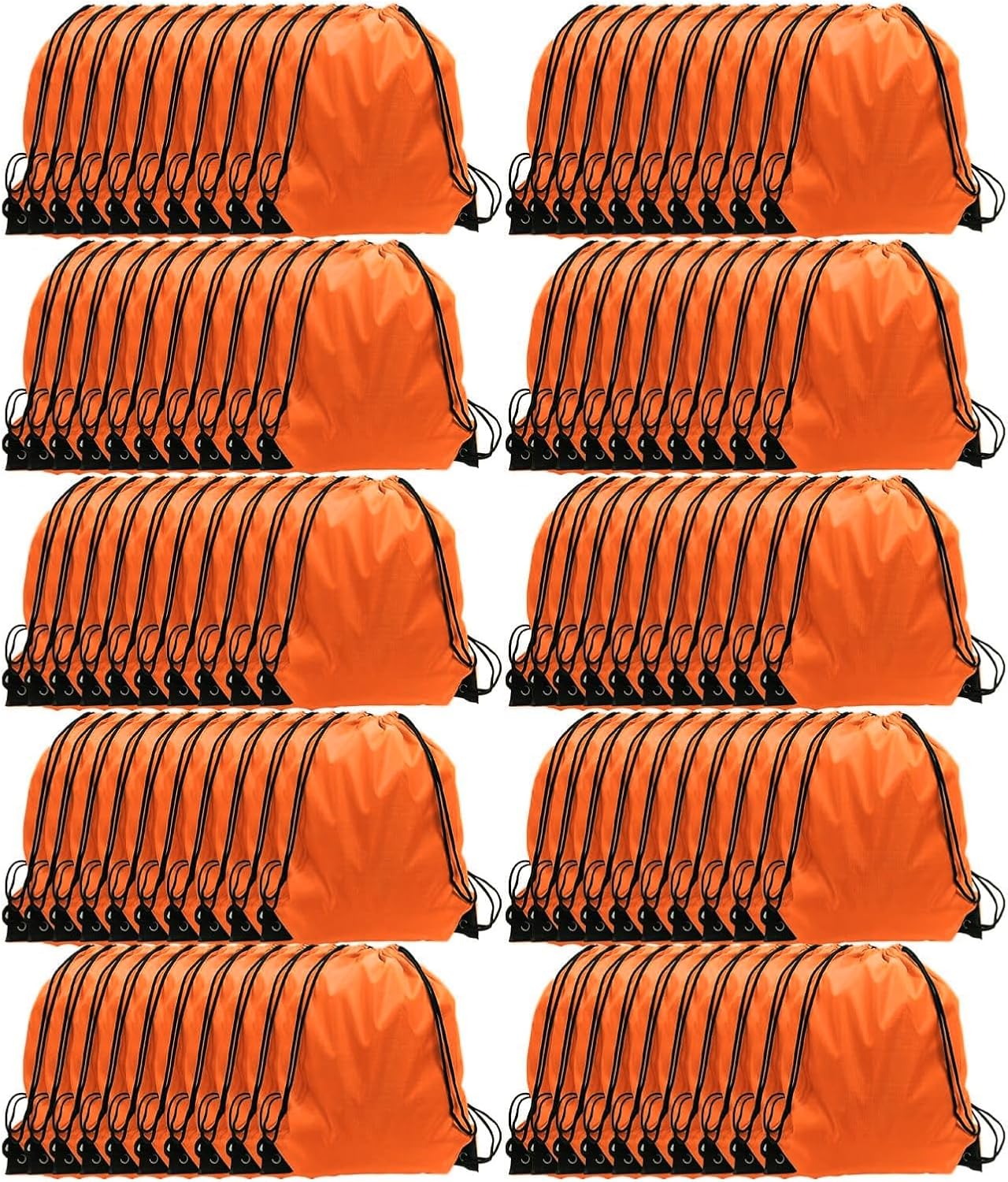 GoodtoU Drawstring Backpacks, 100 Pieces Back Bag Bulk Cinch Sack Drawstring Gym Bag for Sport, Traveling, Team (Orange)