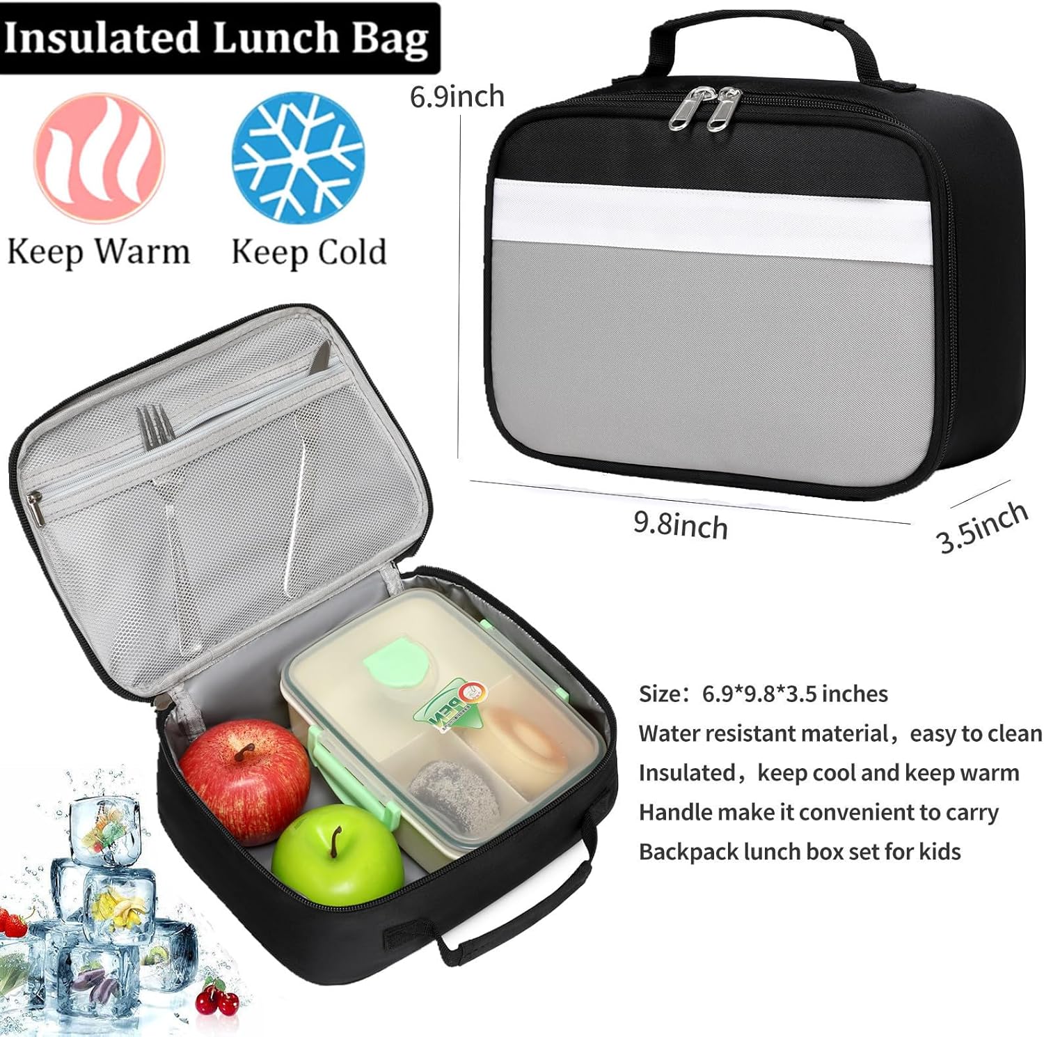 Kids Backpack Lunch Box Set Kindergarten School Backpacks 3-6 Years for Boys and Girls with Chest