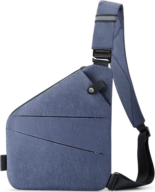 WANDER PLUS® Anti Theft Crossbody Travel Bag for Women Men, Multi-Pocket Crossbody Bag, Slim Sling Bag with Adjustable Strap