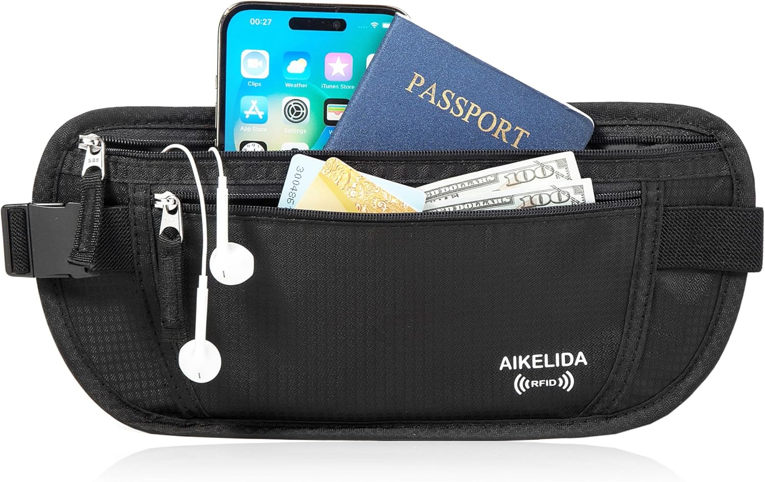 Travel Money Belt - Slim Passport Holder Travel Wallet with RFID Blocking Travel Pouch Undercover
