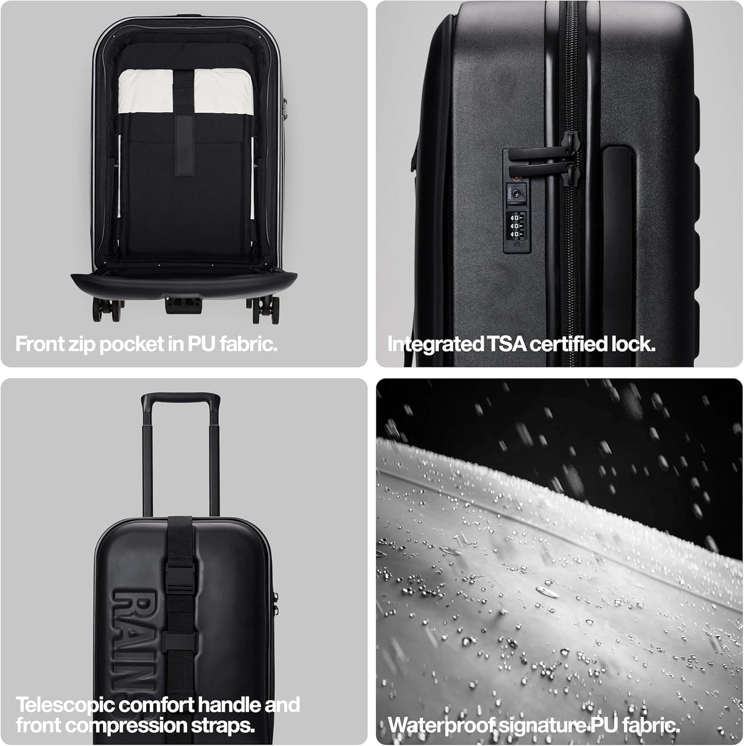 RAINS Texel Cabin Trolley, Carry On Suitcase with Spinner Wheels - Waterproof 2 Year Warranty - Lightweight, Durable Travel Luggage