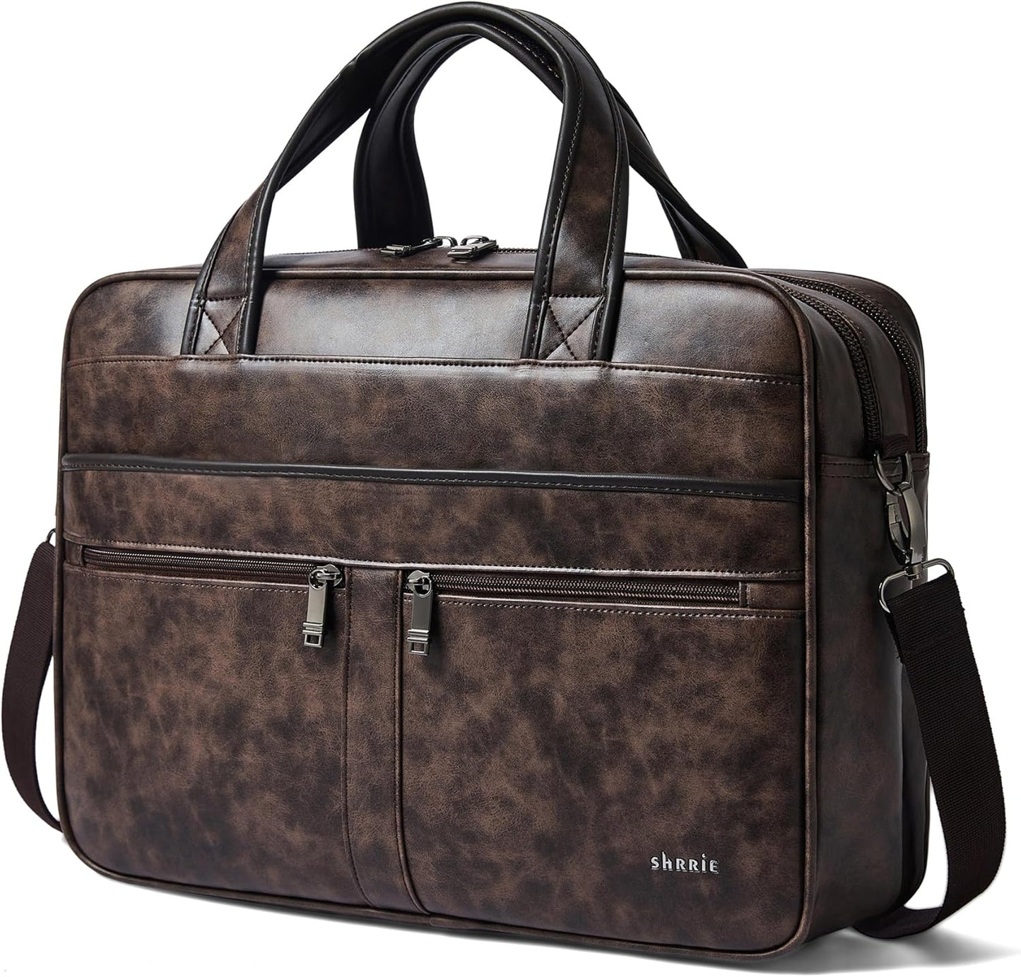 Shrrie Leather Messenger Bag for Men&Women 16 inch Laptop Bag,Water-Resistant Retro Leather Briefcase for Men Business,Work